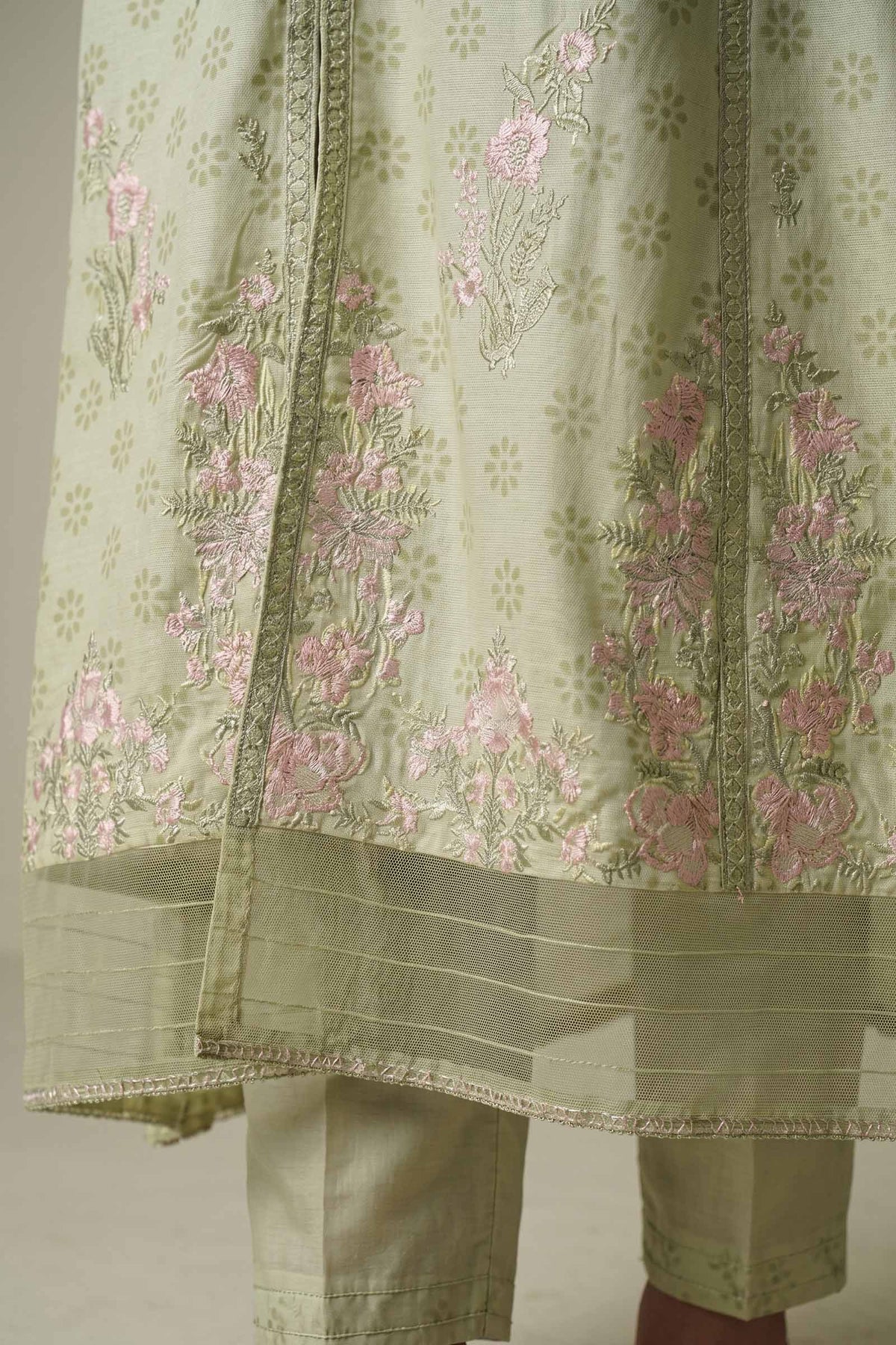 2 Pc Embroidered Bamberg Raw Silk Suit