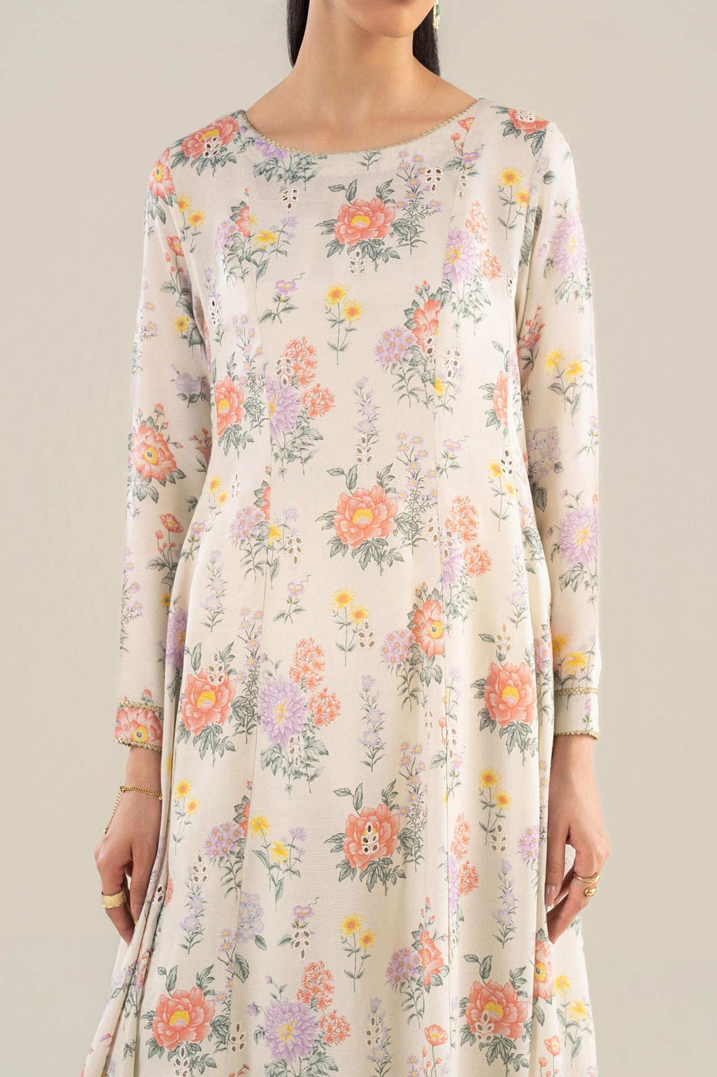 2 Pc Embroidered Raw Silk Suit