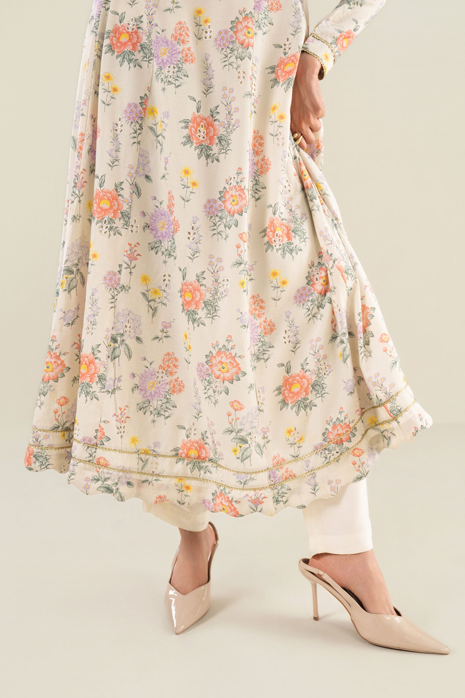 2 Pc Embroidered Raw Silk Suit