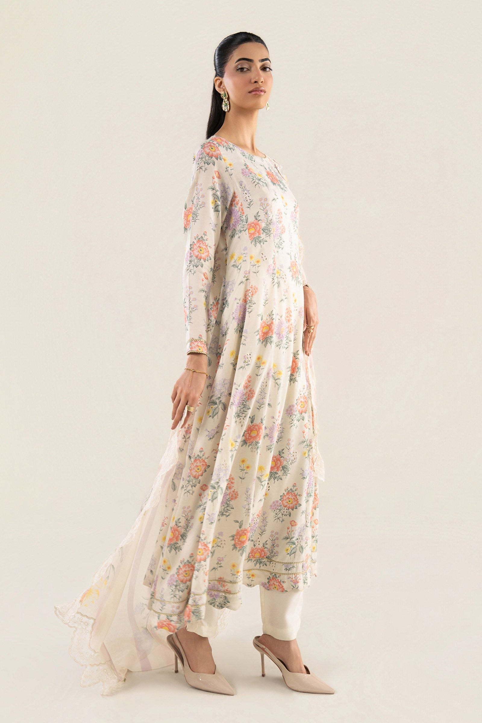 2 Pc Embroidered Raw Silk Suit