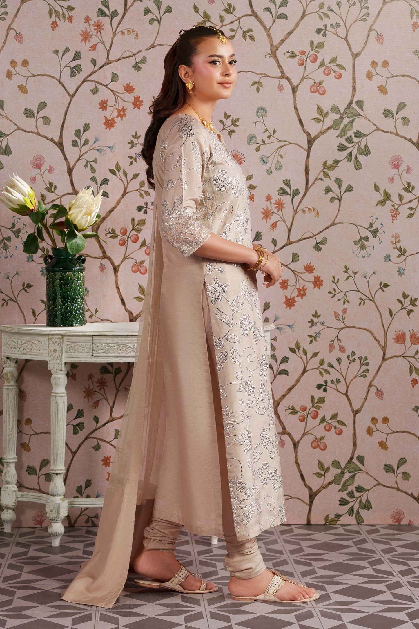 2 Pc Embellished Bamberg Raw Silk Suit