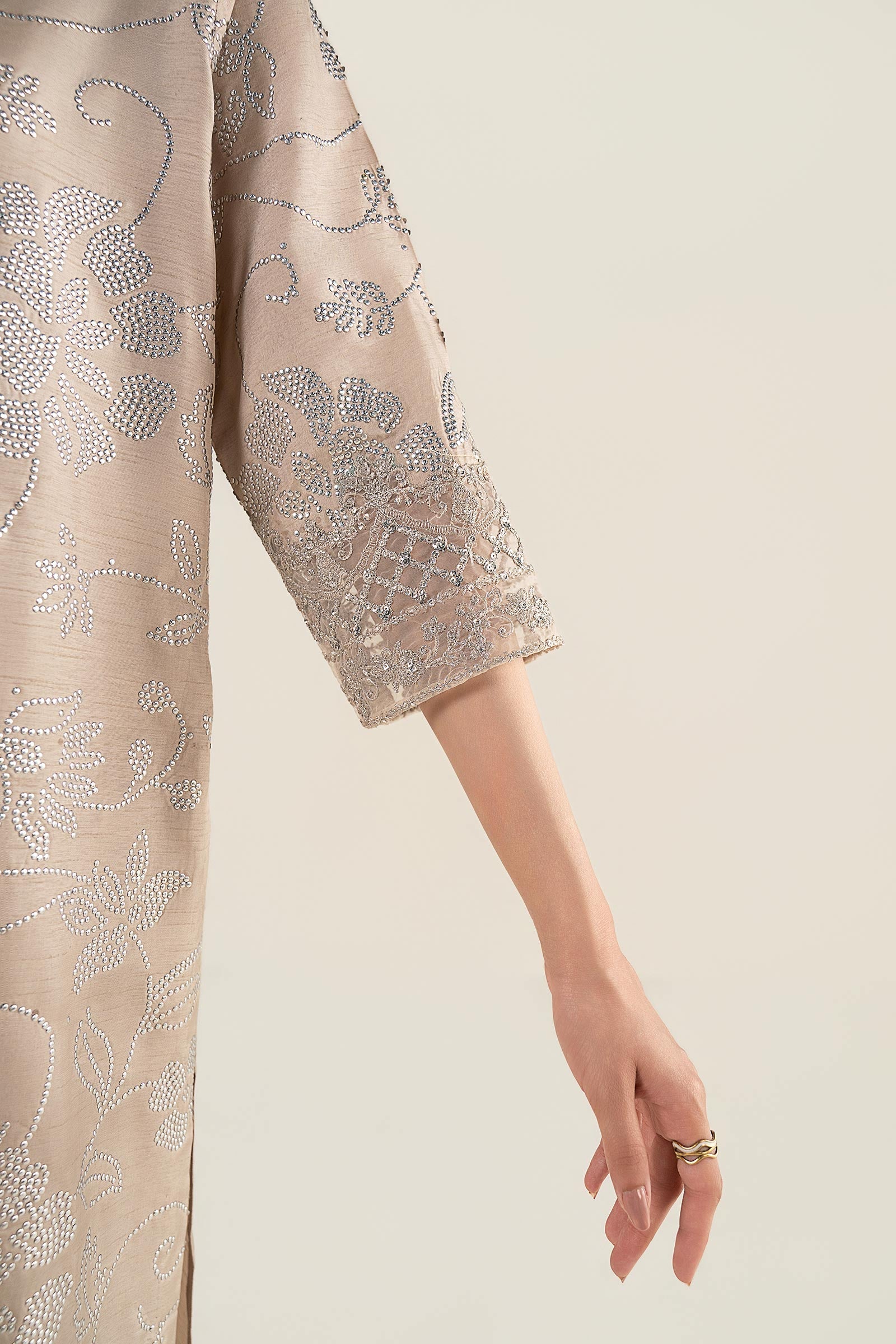 2 Pc Embellished Bamberg Raw Silk Suit