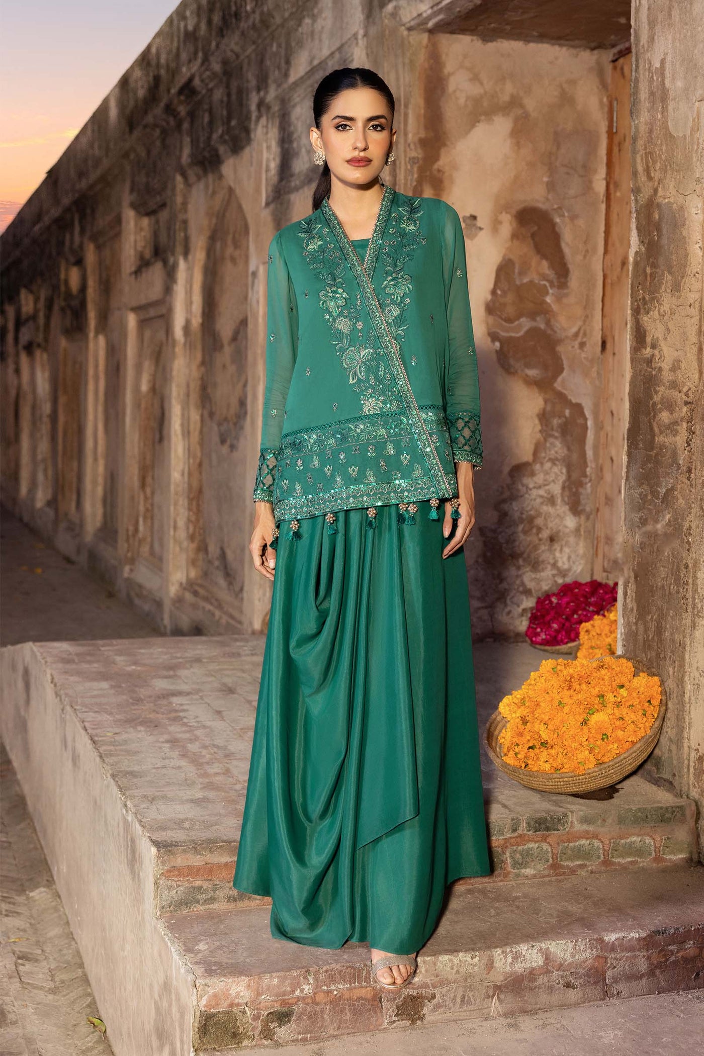 3 Pc Unstitched Embroidered Chiffon Suit