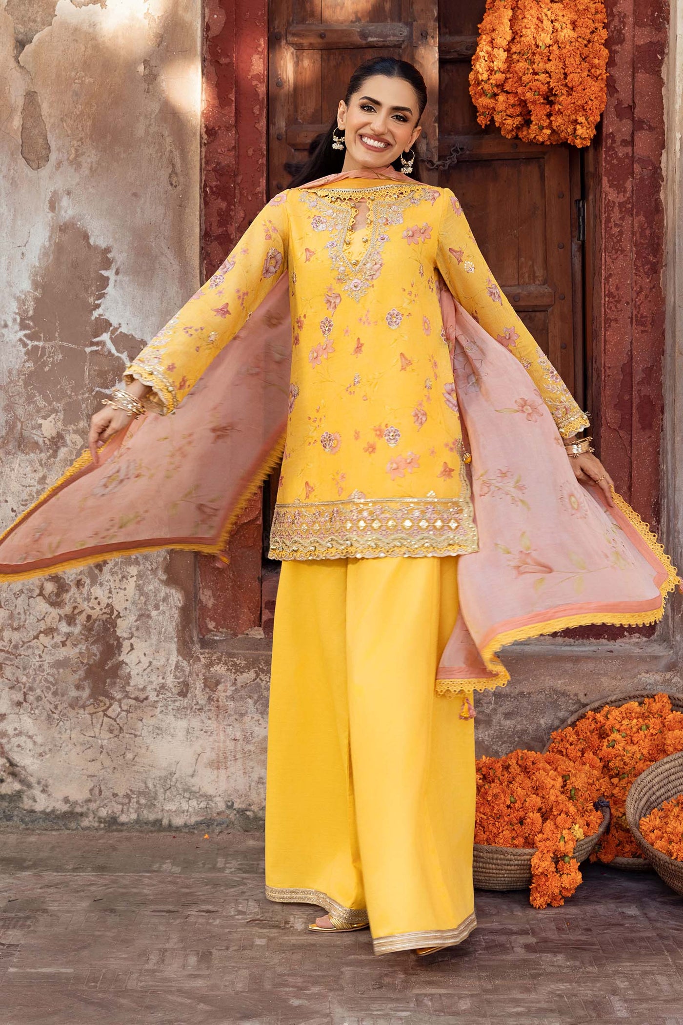 3 Pc Unstitched Embroidered Silk Cotton Net Suit