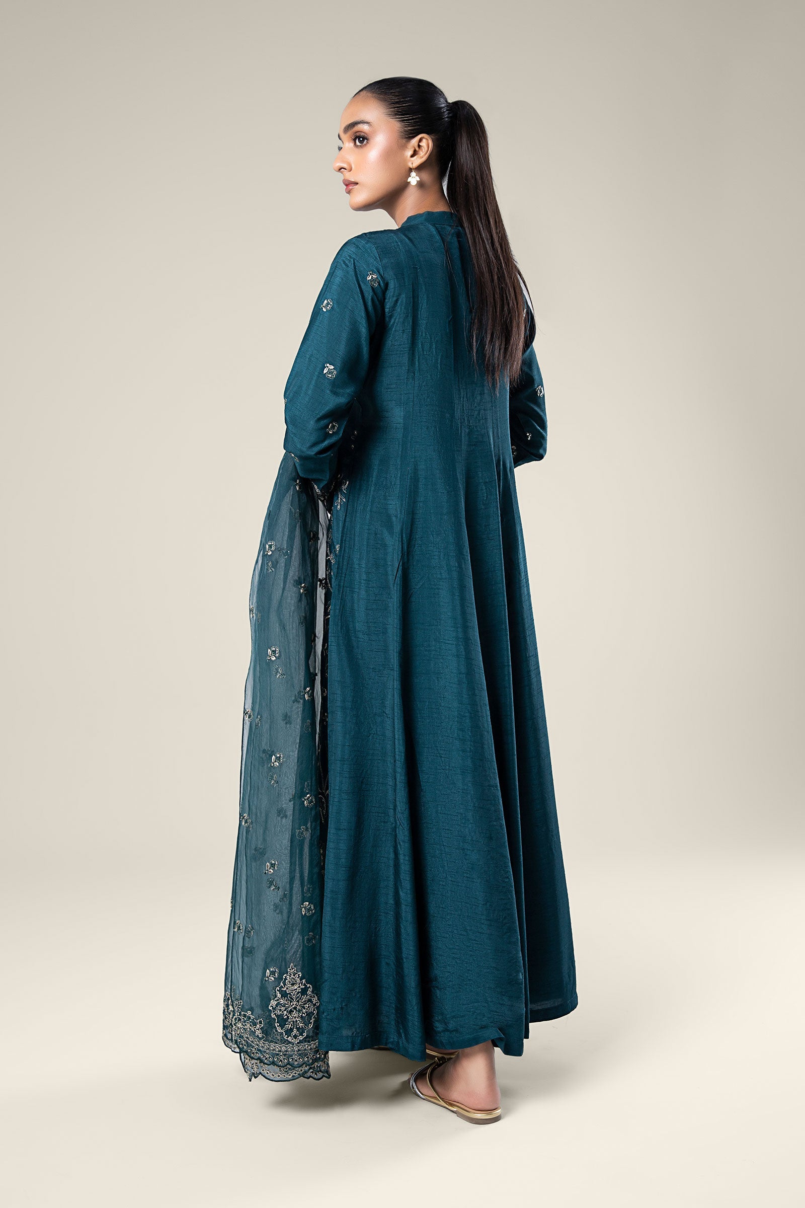 2 Pc Embroidered Raw Silk Suit
