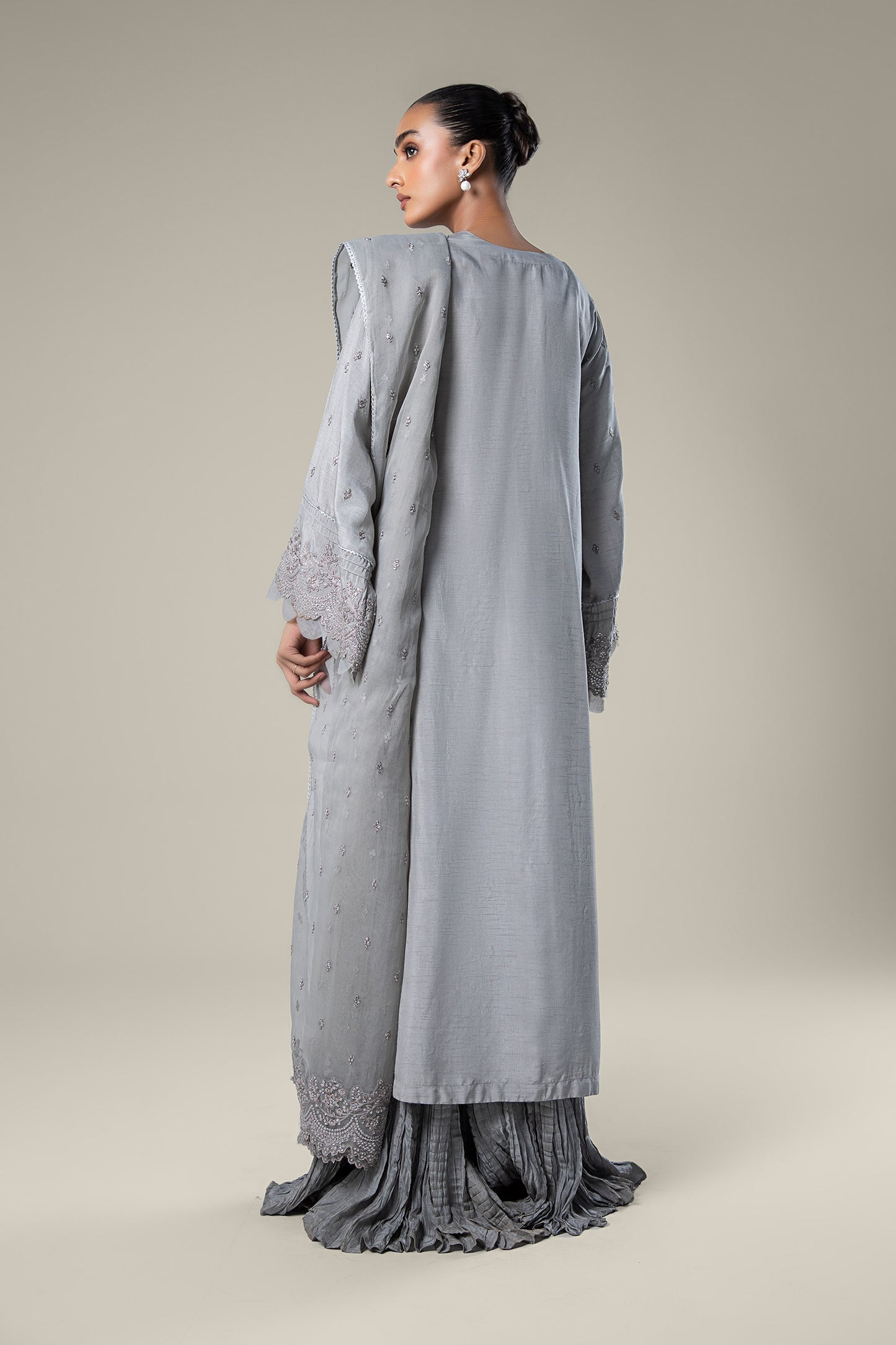 2 Pc Embroidered Raw Silk Suit