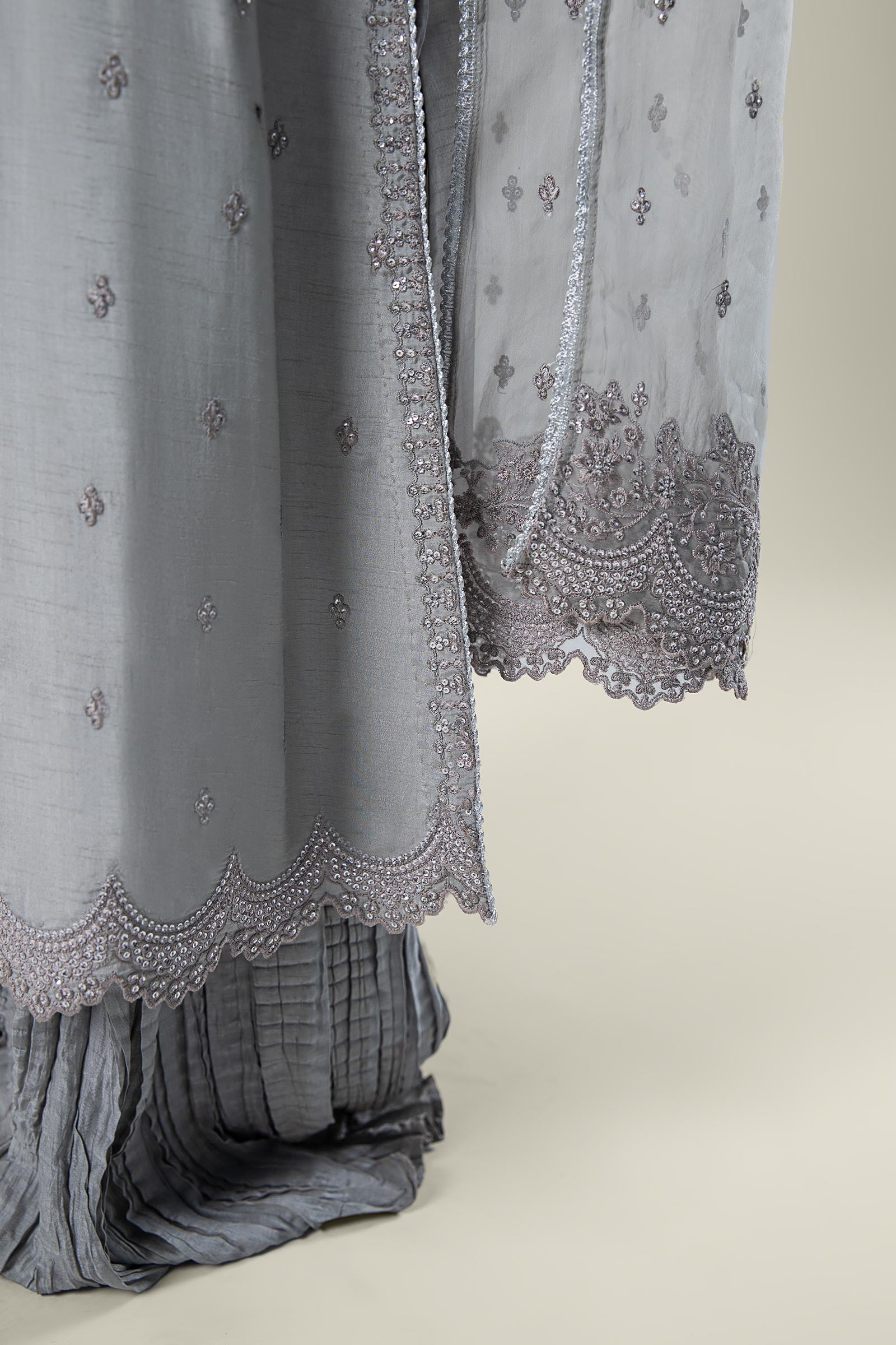 2 Pc Embroidered Raw Silk Suit