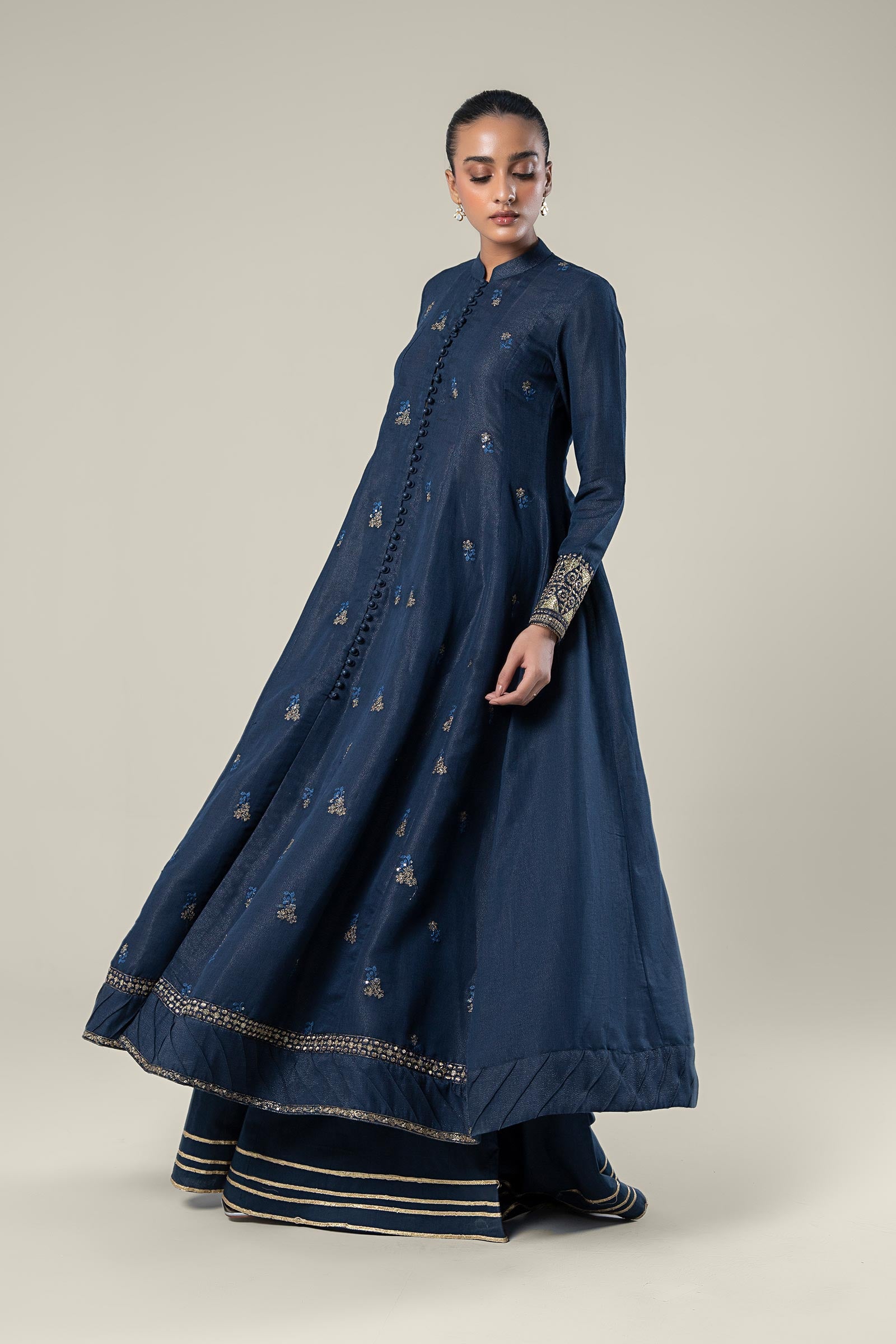 Embroidered Shimmer Silk Pishwas