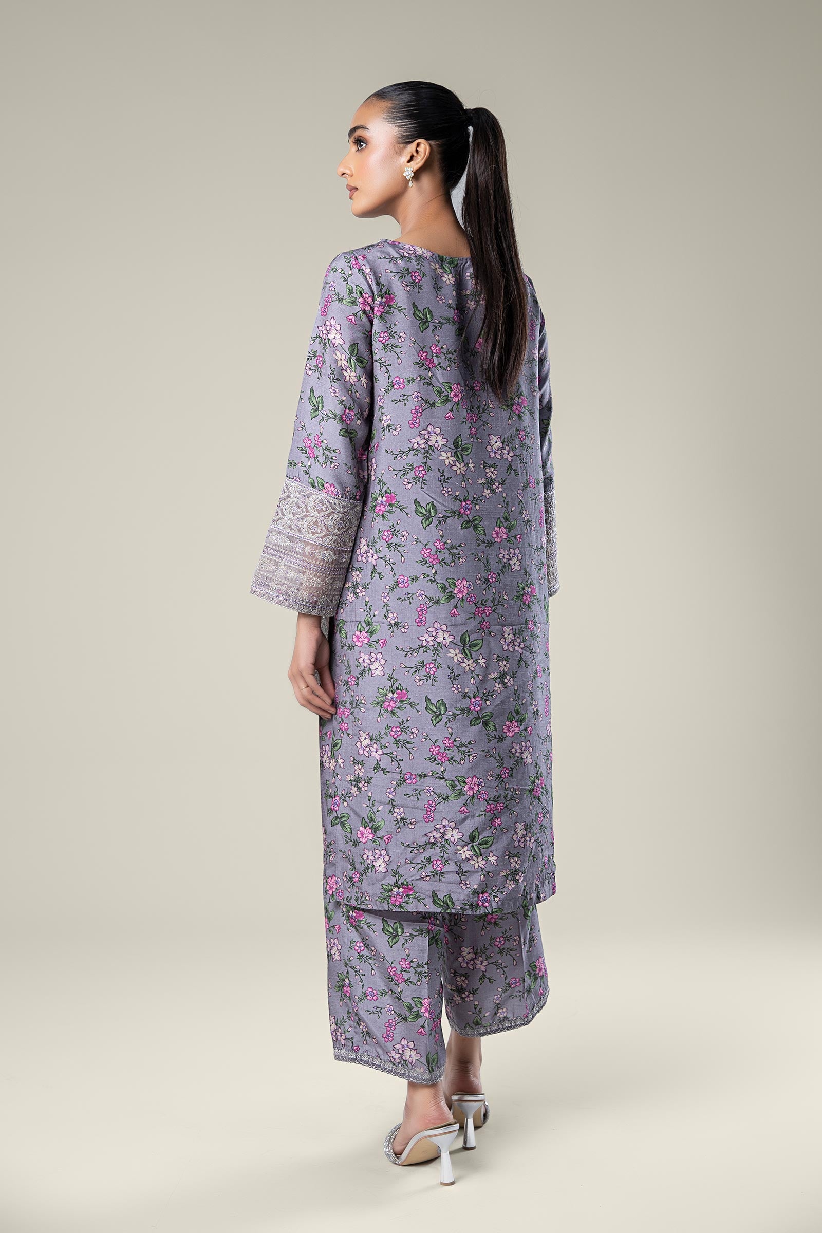 2 Pc Embroidered Raw Silk Suit