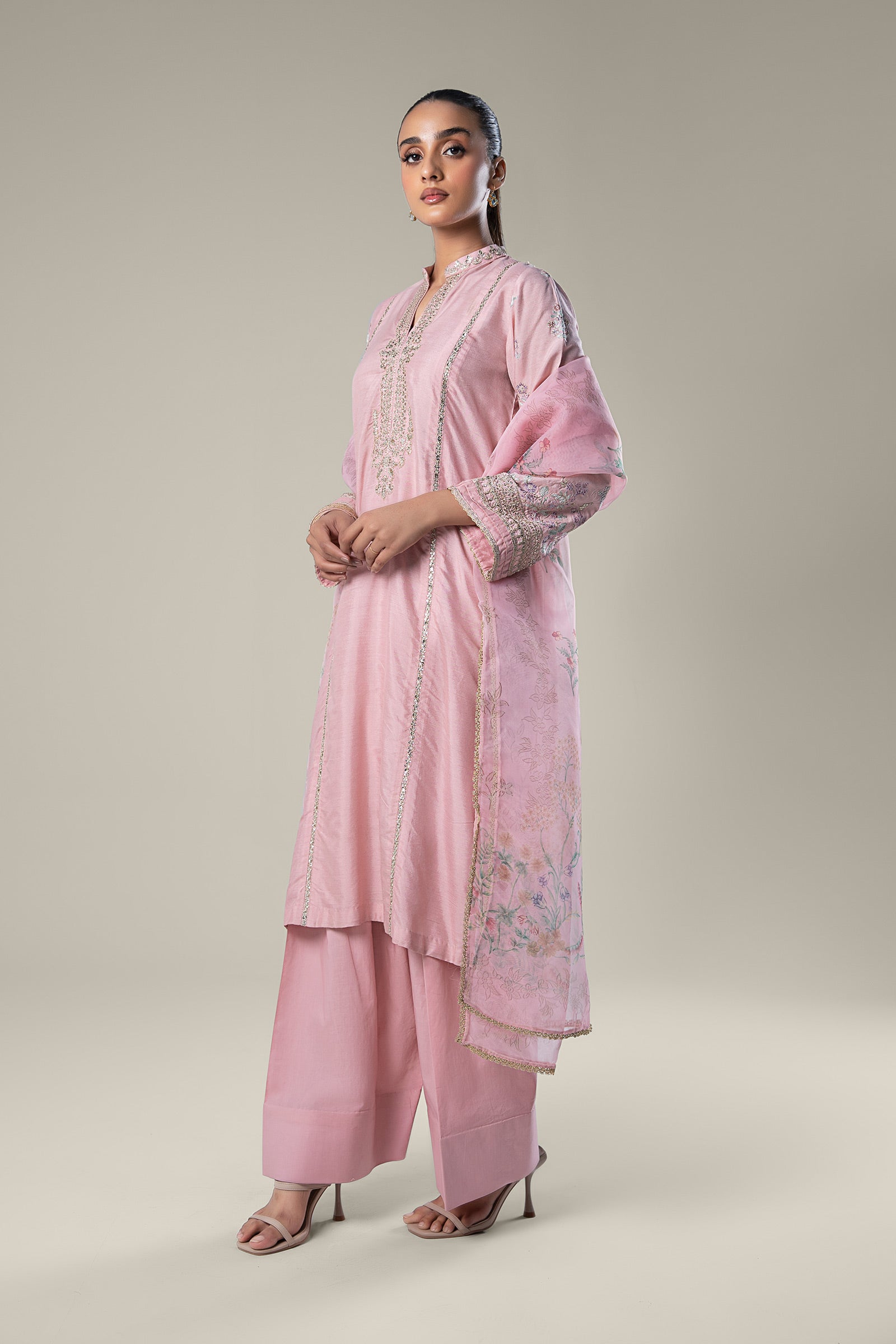 2 Pc Embroidered Khaddi Silk Suit