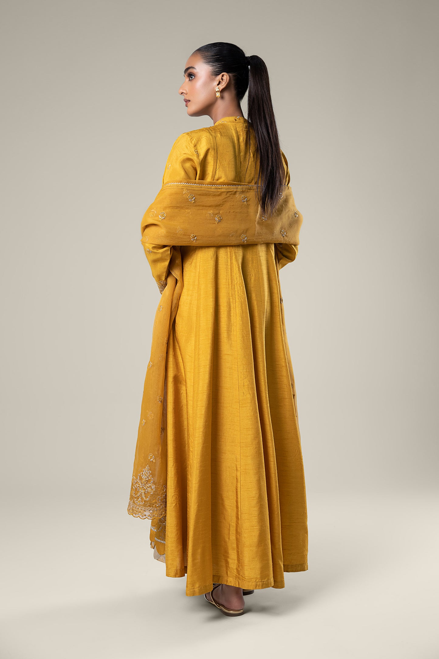 2 Pc Embroidered Raw Silk Suit