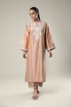 2 Pc Embroidered Tonal Raw Silk Suit