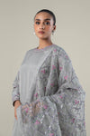 3 Pc Embroidered Raw Silk Suit