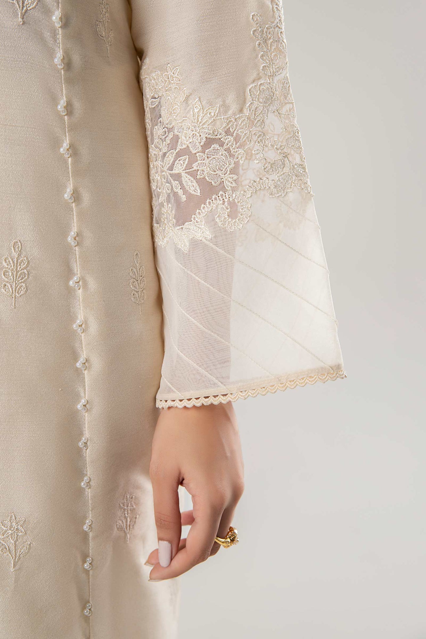 2 Pc Embroidered Khadi Silk Suit