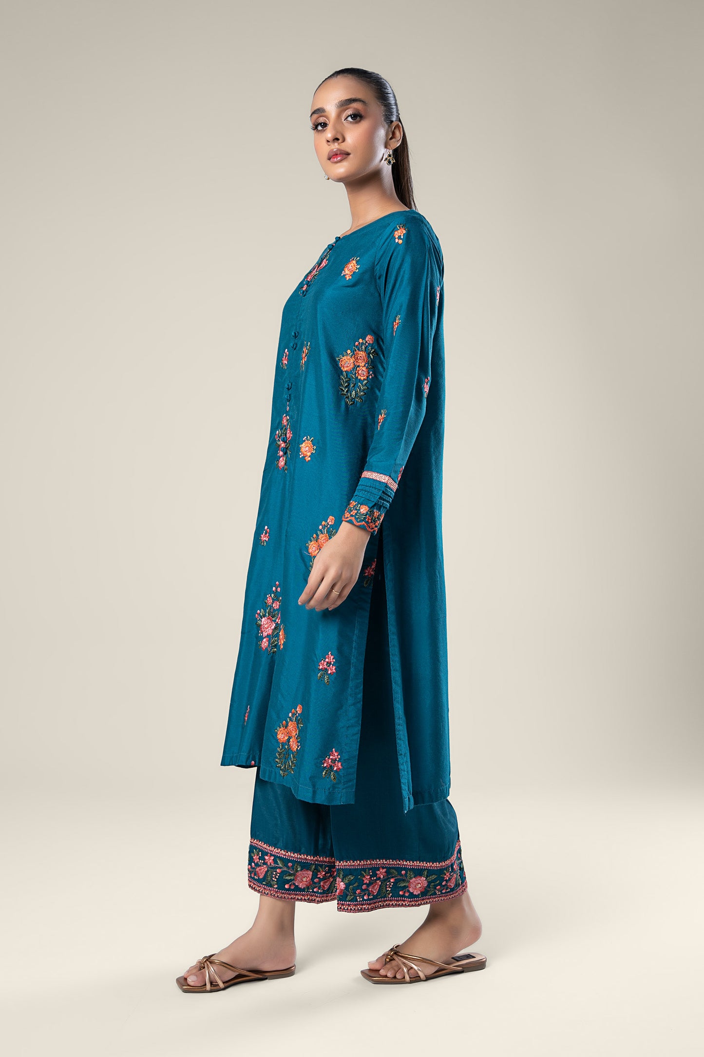 2 Pc Embroidered Khaddi Silk Suit