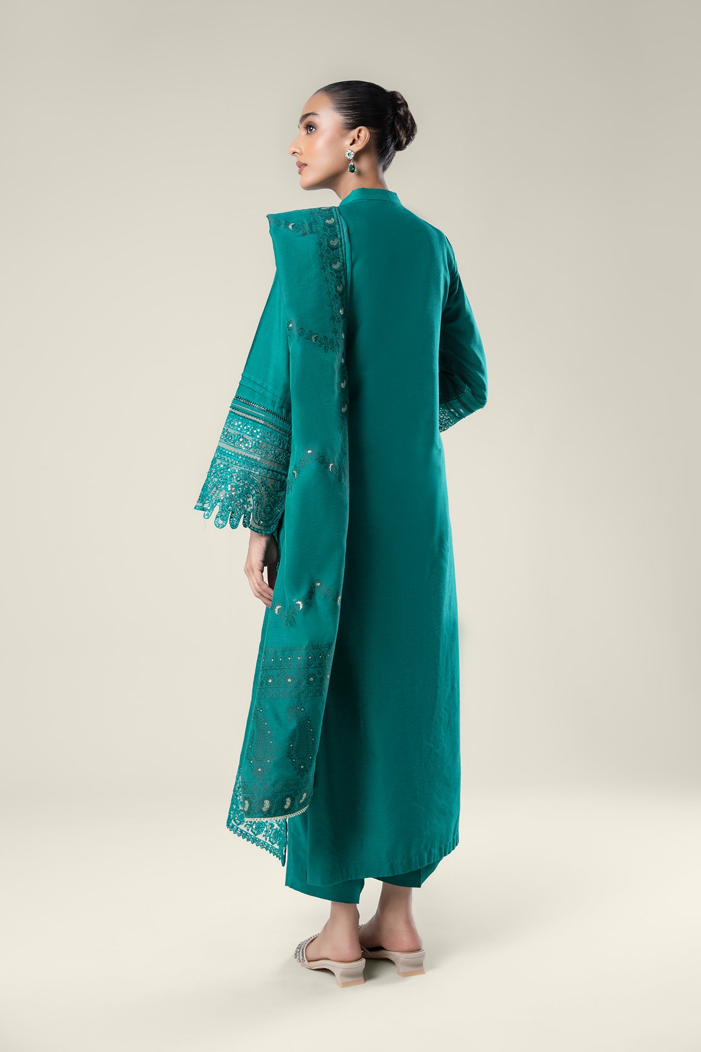 2 Pc Embroidered Khaddi Silk Suit