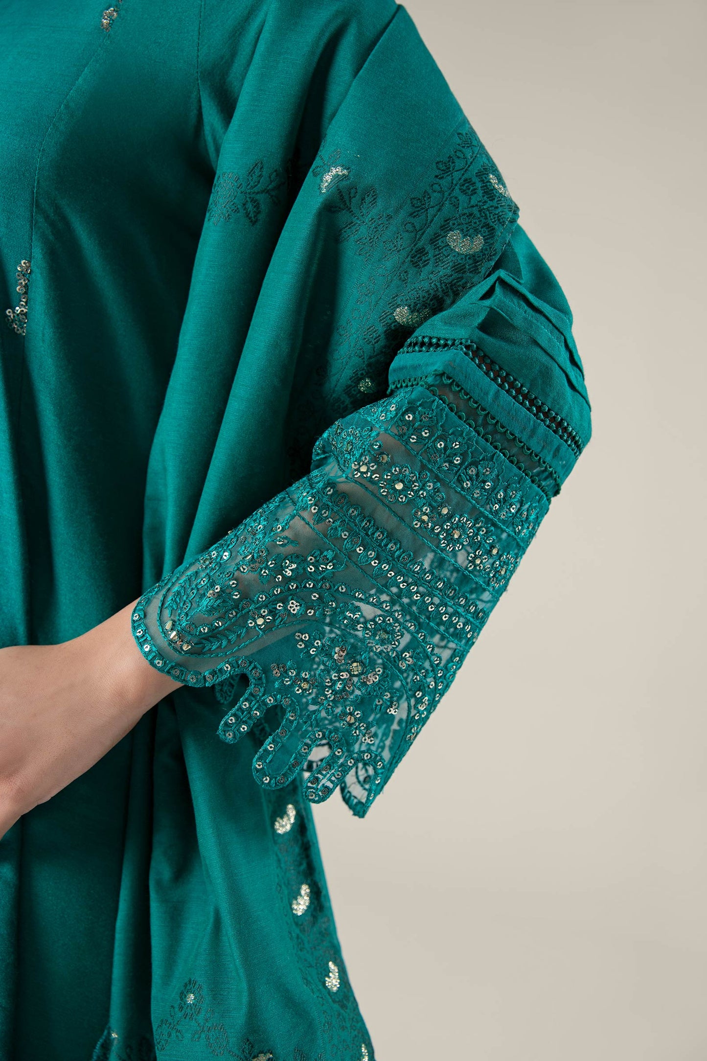 2 Pc Embroidered Khaddi Silk Suit