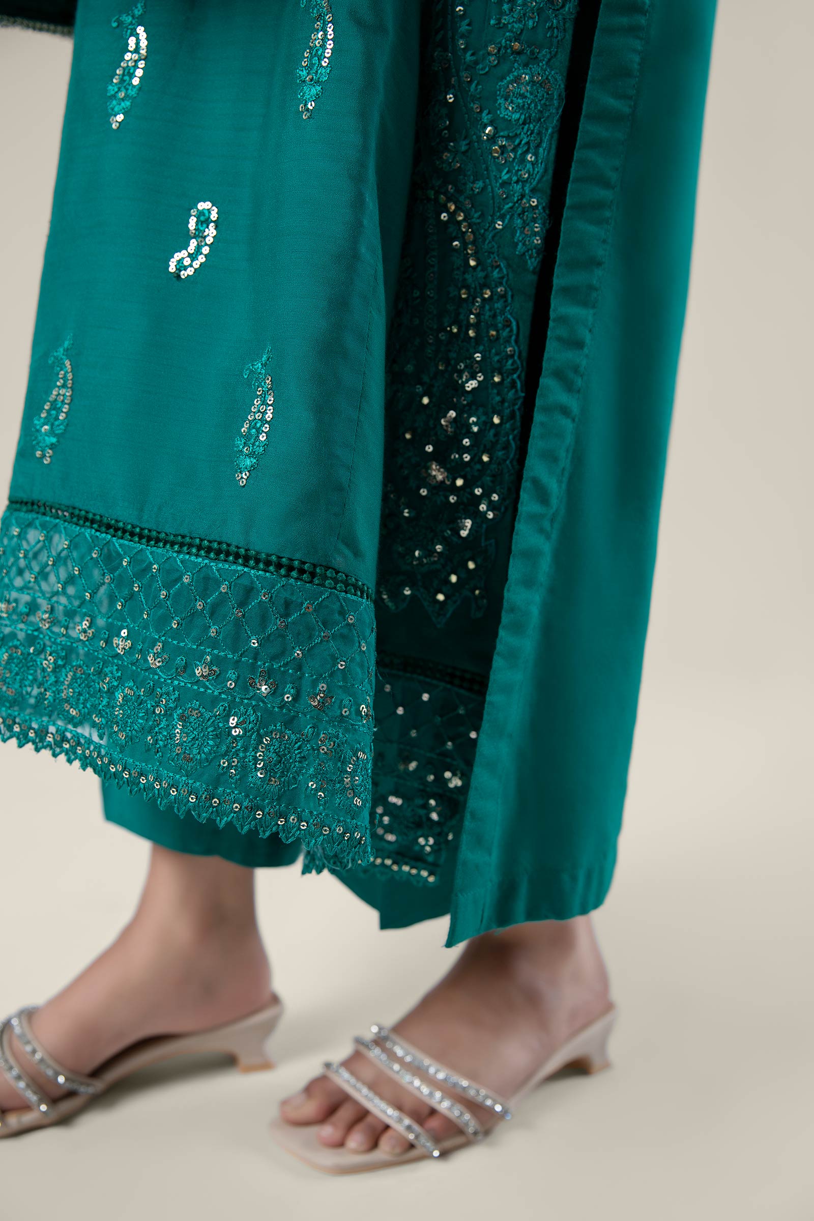 2 Pc Embroidered Khaddi Silk Suit