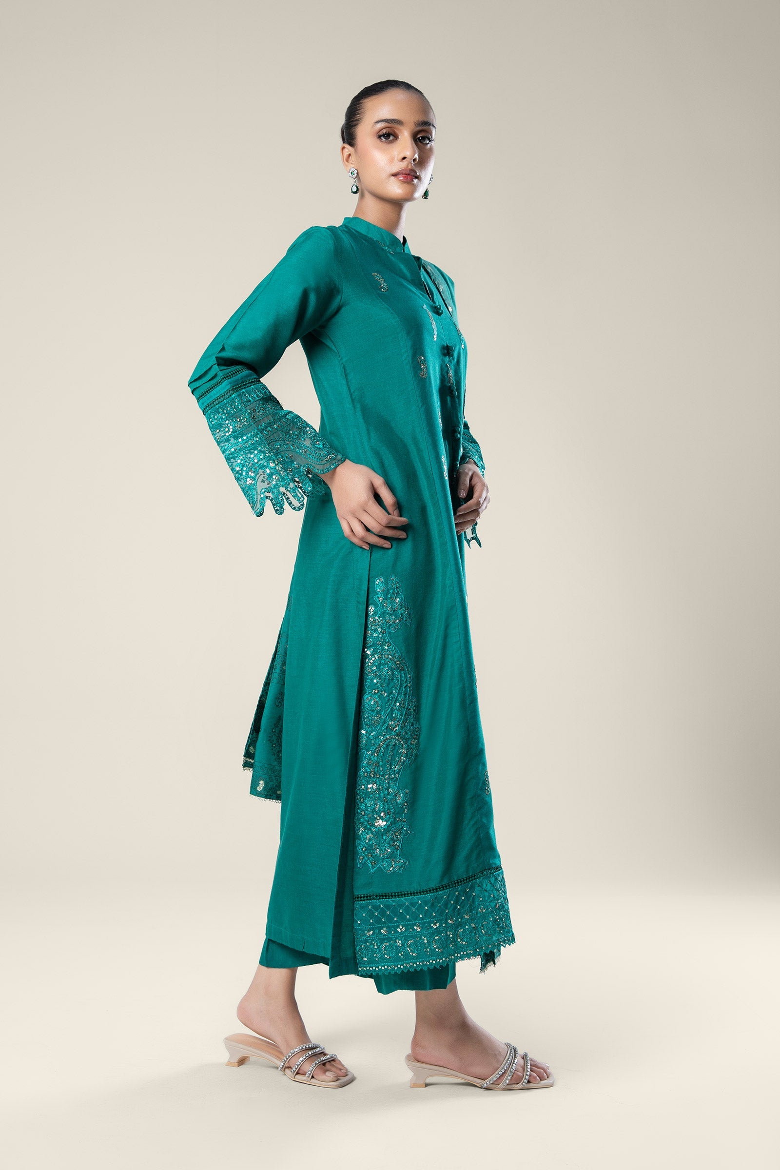 2 Pc Embroidered Khaddi Silk Suit