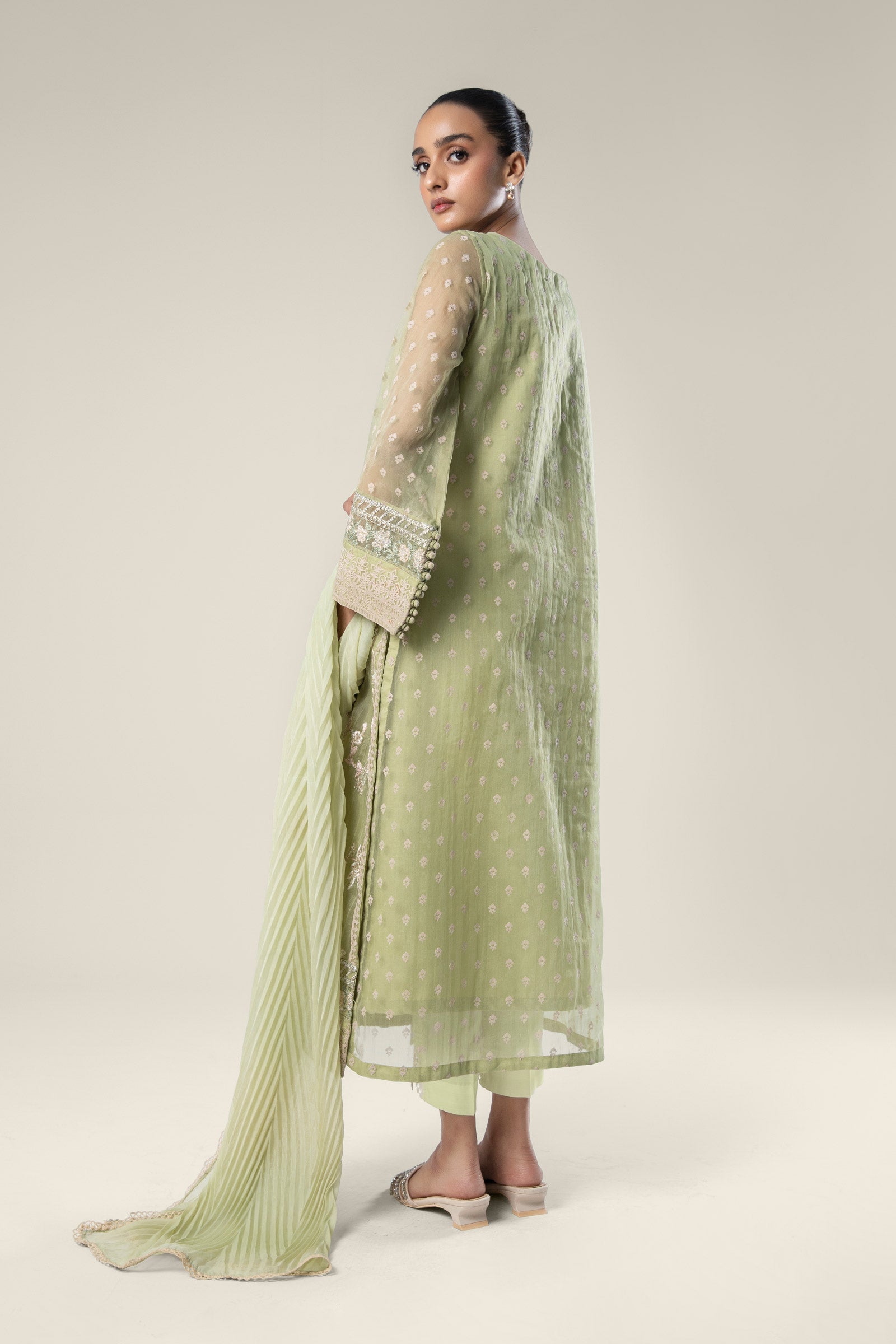 2 Pc Embroidered Organza Suit