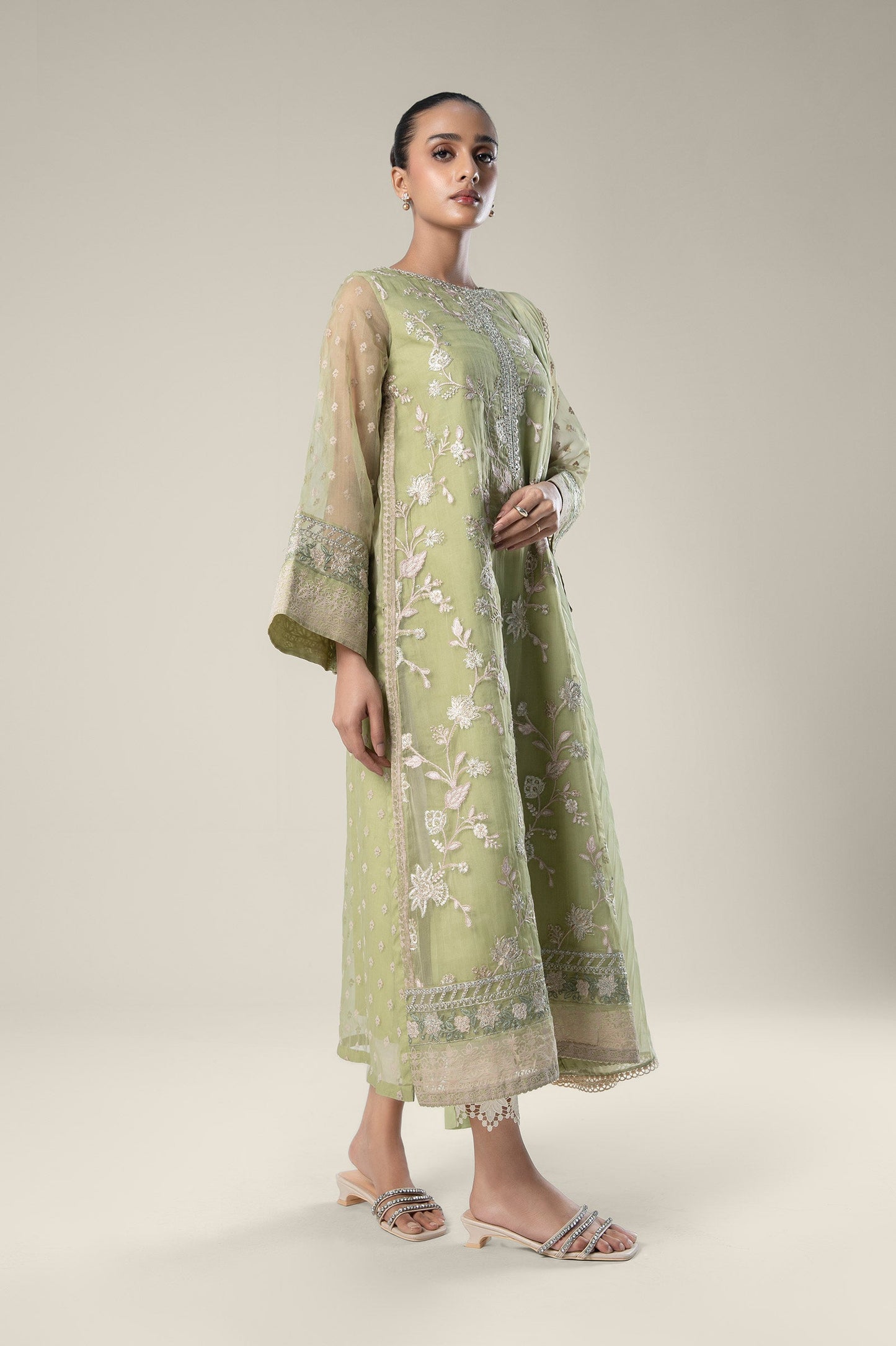 2 Pc Embroidered Organza Suit