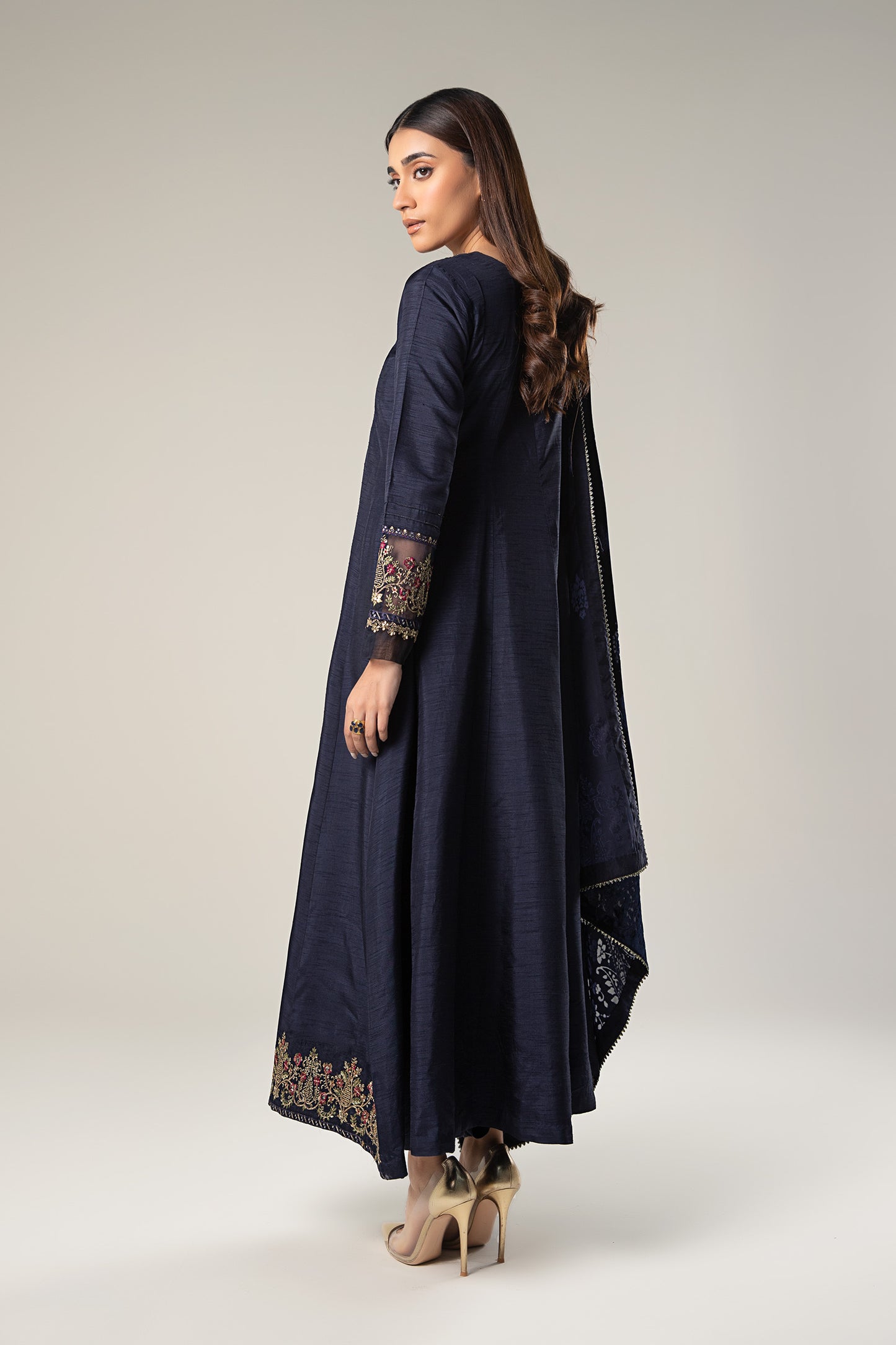 2 Pc Embroidered Raw Silk Suit