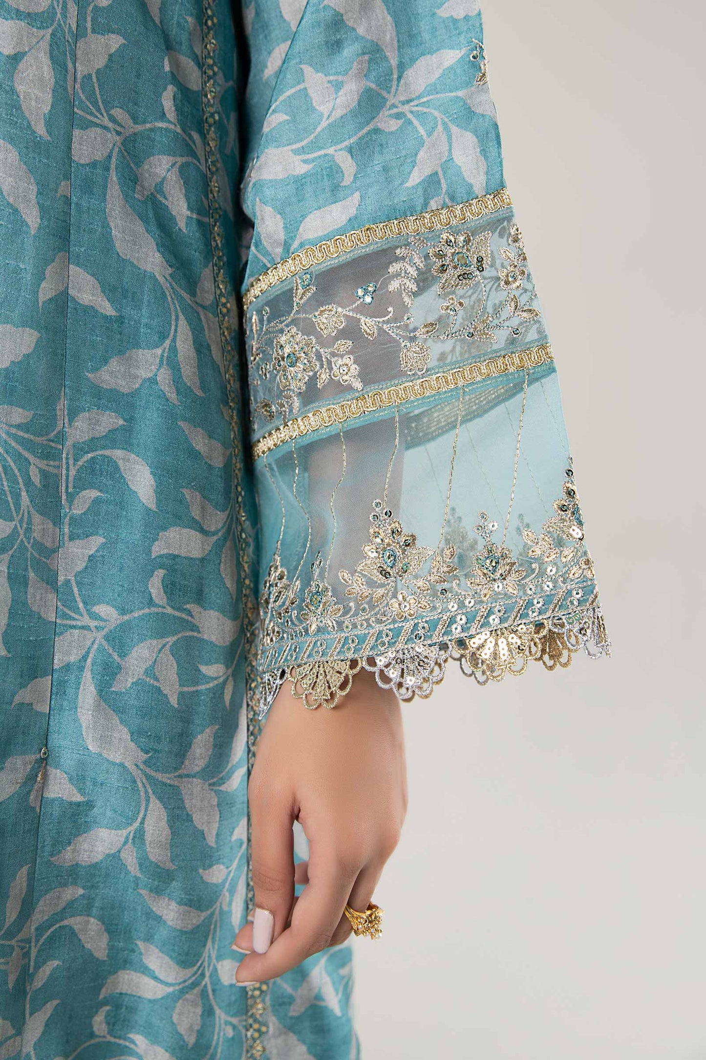 2 Pc Pinted Raw Silk Suit