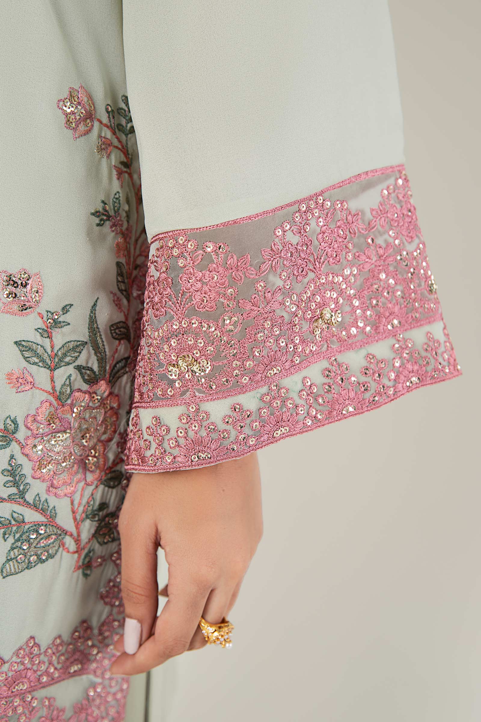 3 Pc Embroidered Chiffon Suit