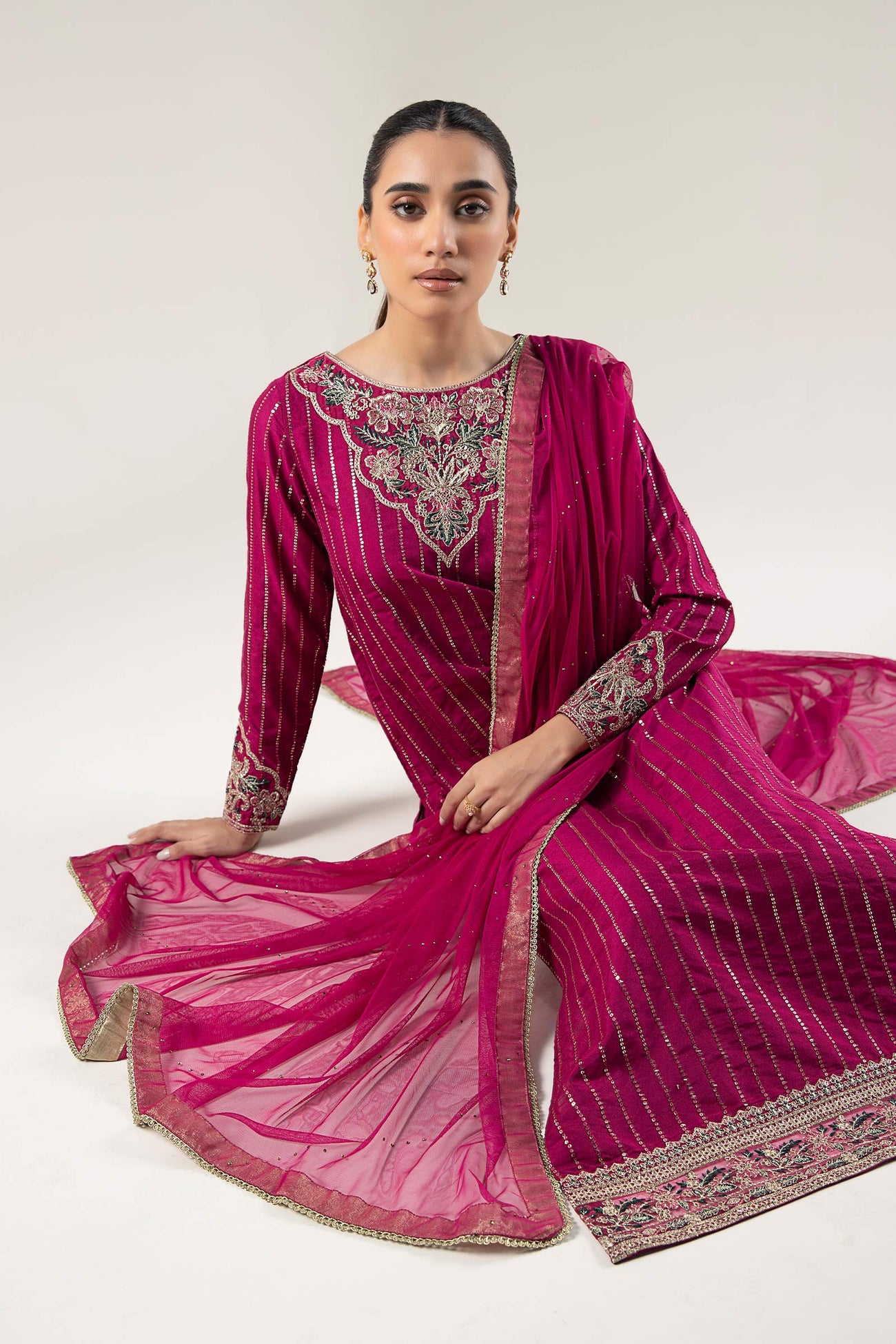 2 Pc Embroidered Khaddi Silk Suit