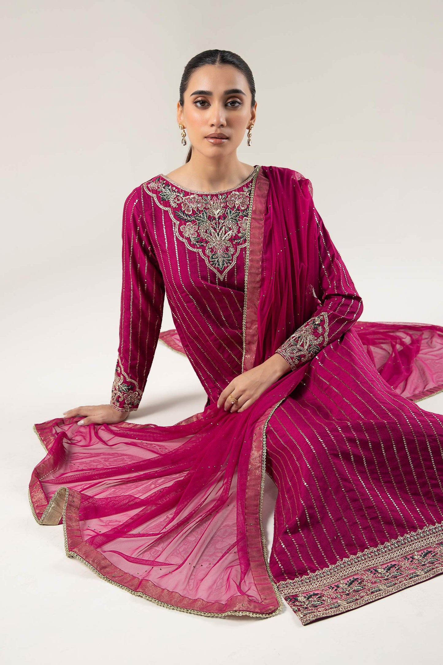 2 Pc Embroidered Khaddi Silk Suit
