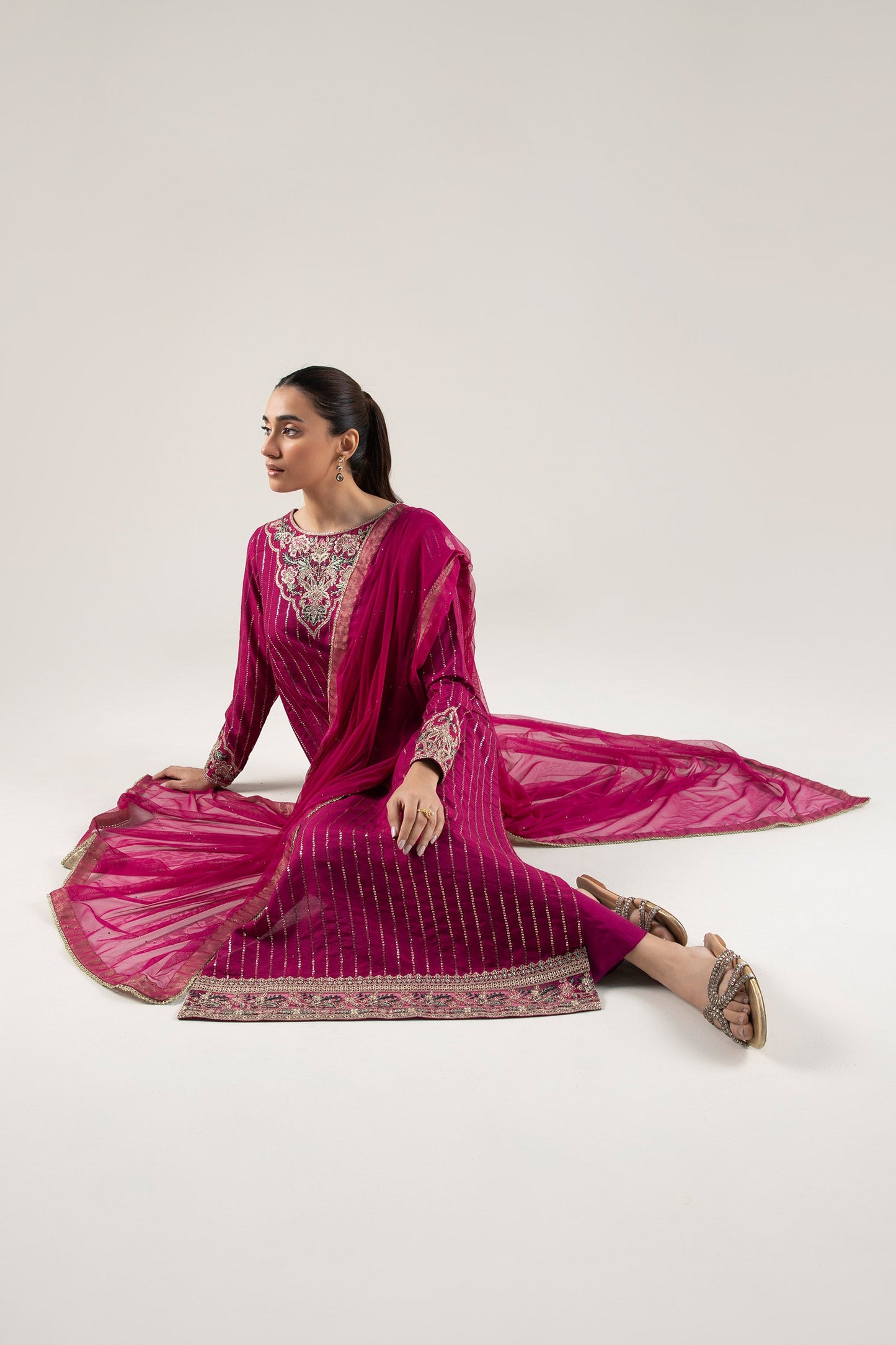 2 Pc Embroidered Khaddi Silk Suit