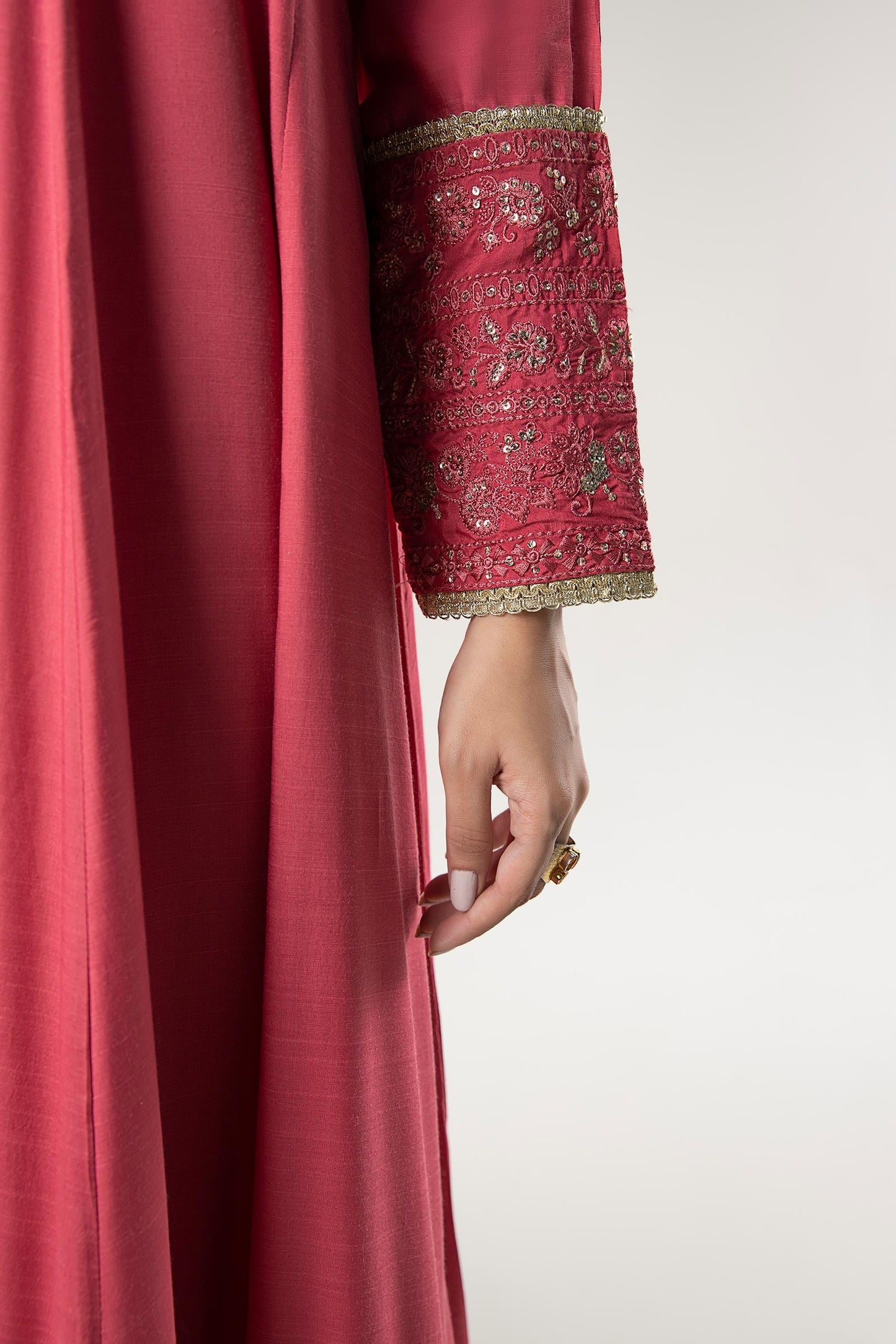 2 Pc Embroidered Raw Silk Suit