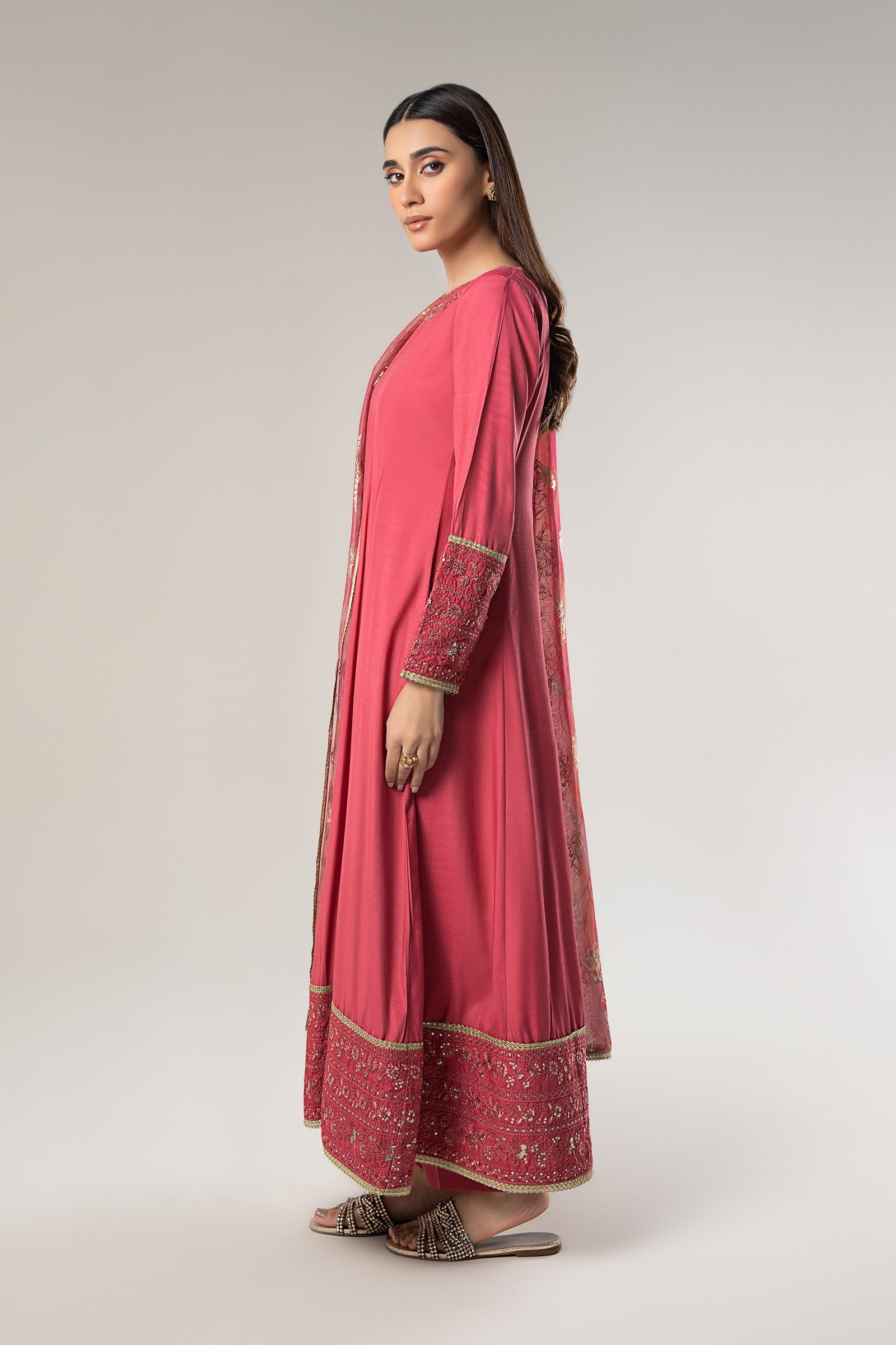 2 Pc Embroidered Raw Silk Suit