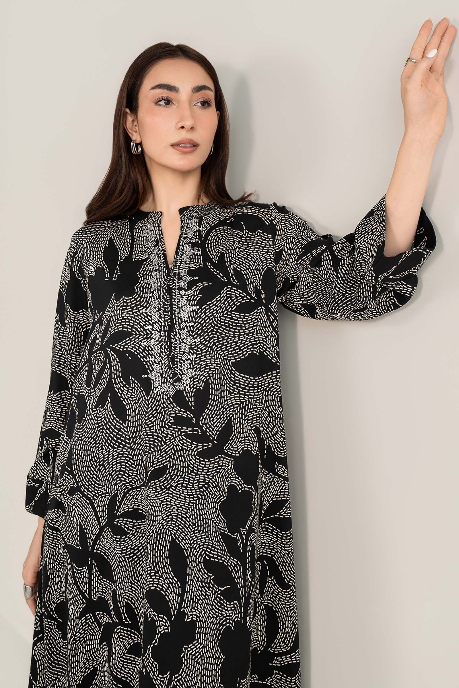 Embellished Arabic Lawn Shirt