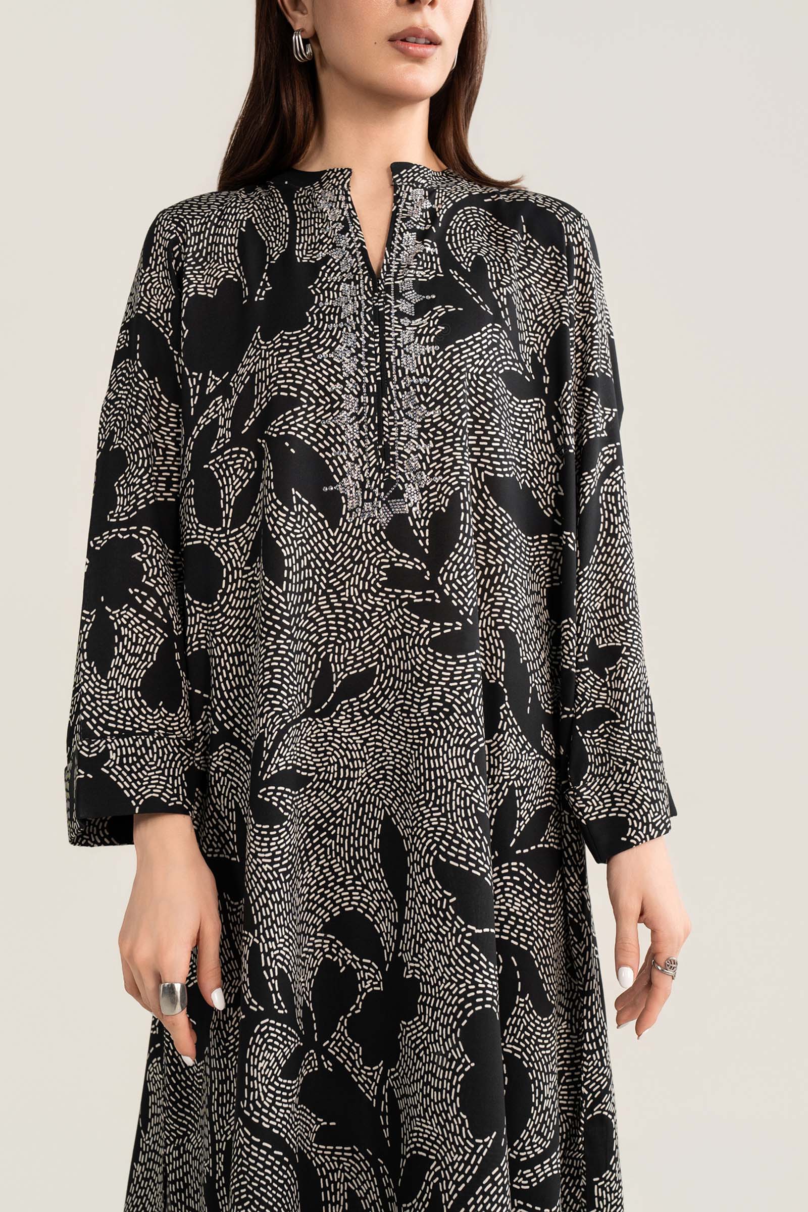 Embellished Arabic Lawn Shirt