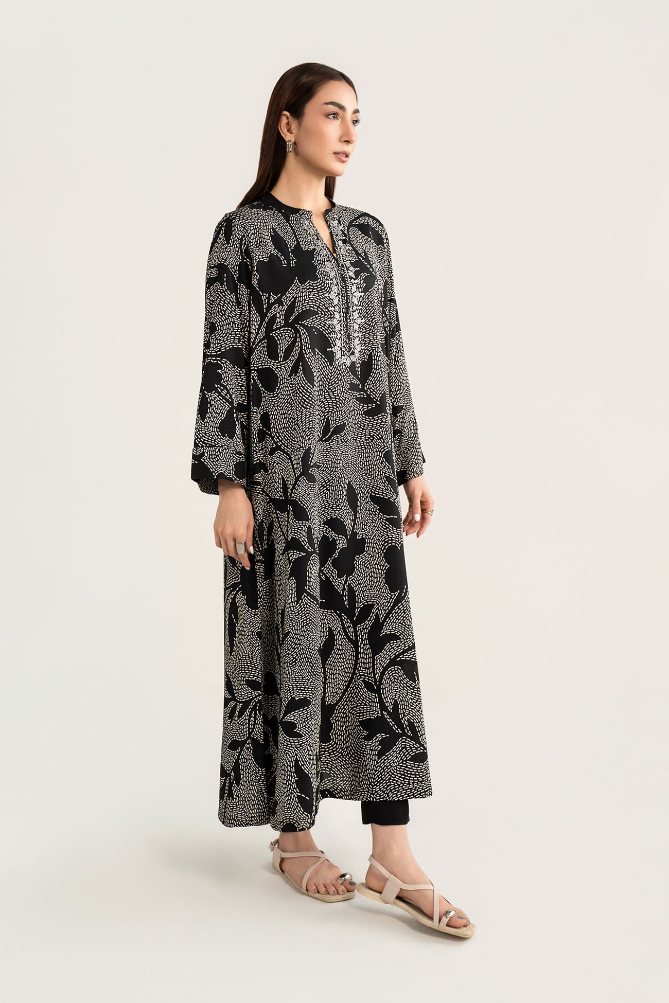 Embellished Arabic Lawn Shirt