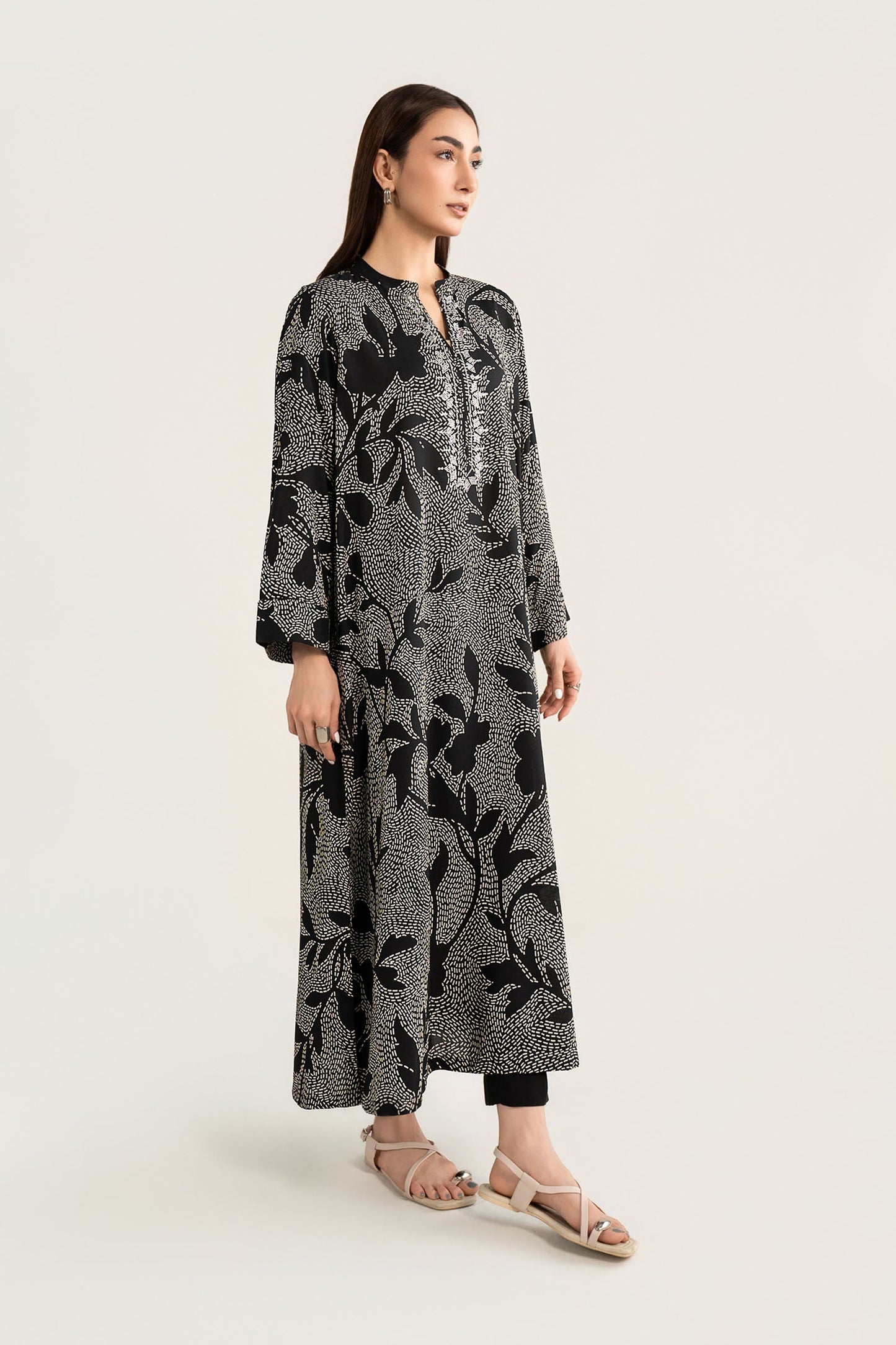 Embellished Arabic Lawn Shirt