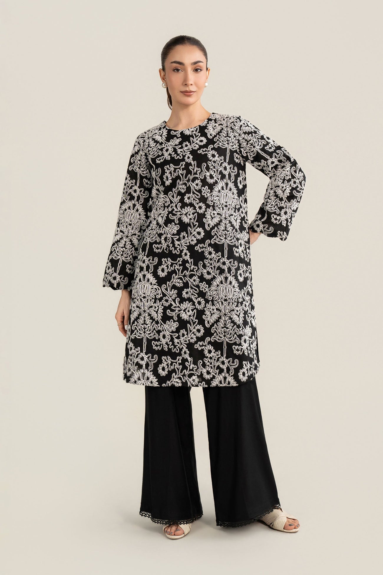 Embroidered Crosshatch Lawn Shirt