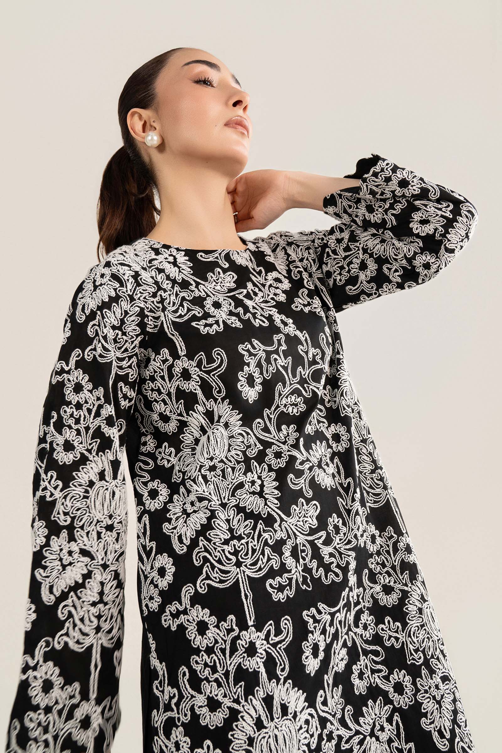 Embroidered Crosshatch Lawn Shirt