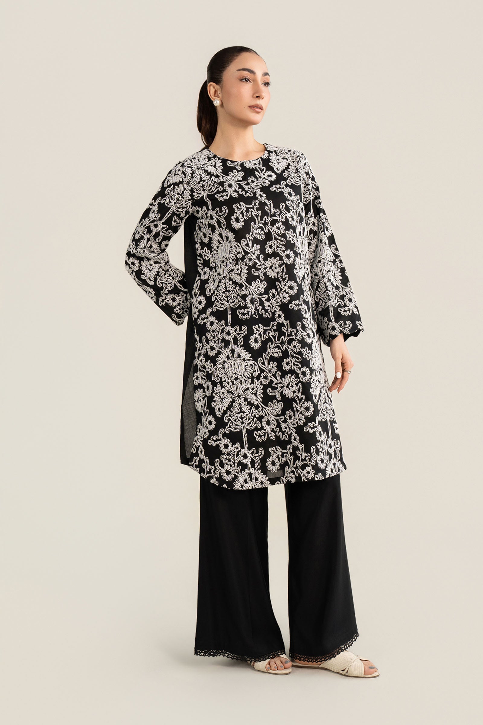 Embroidered Crosshatch Lawn Shirt