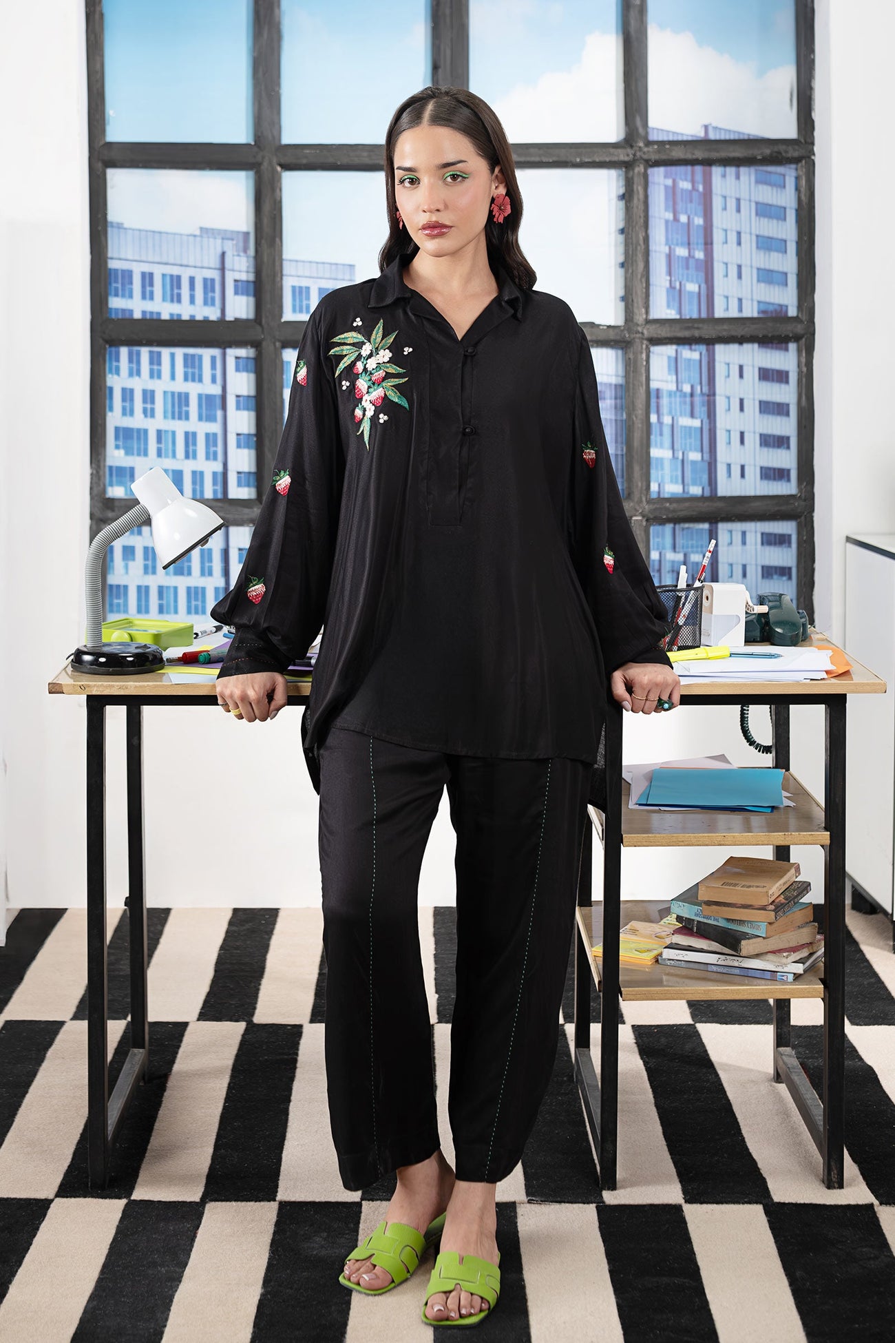 2 Pc Embroidered Twill Suit