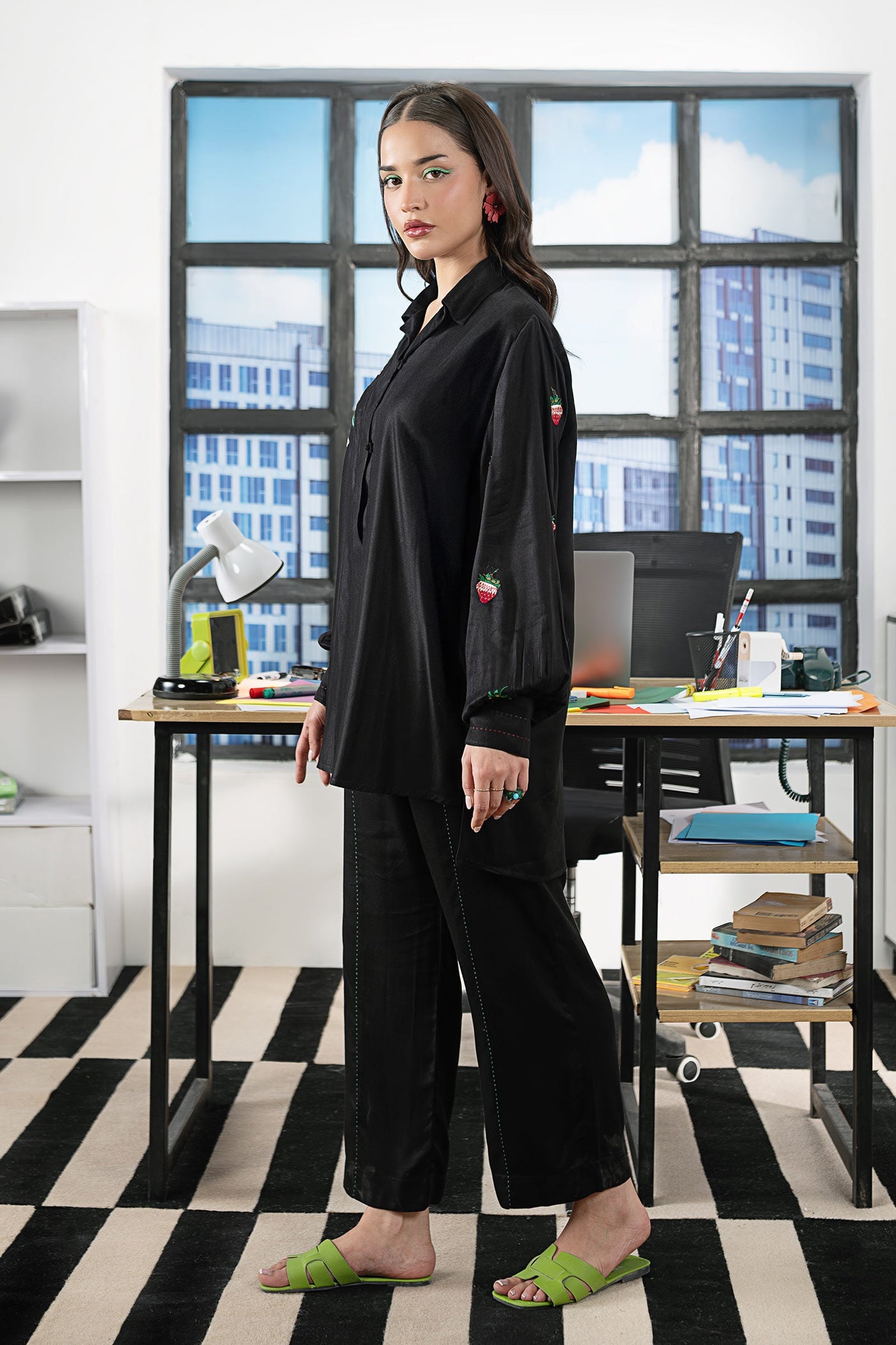 2 Pc Embroidered Twill Suit