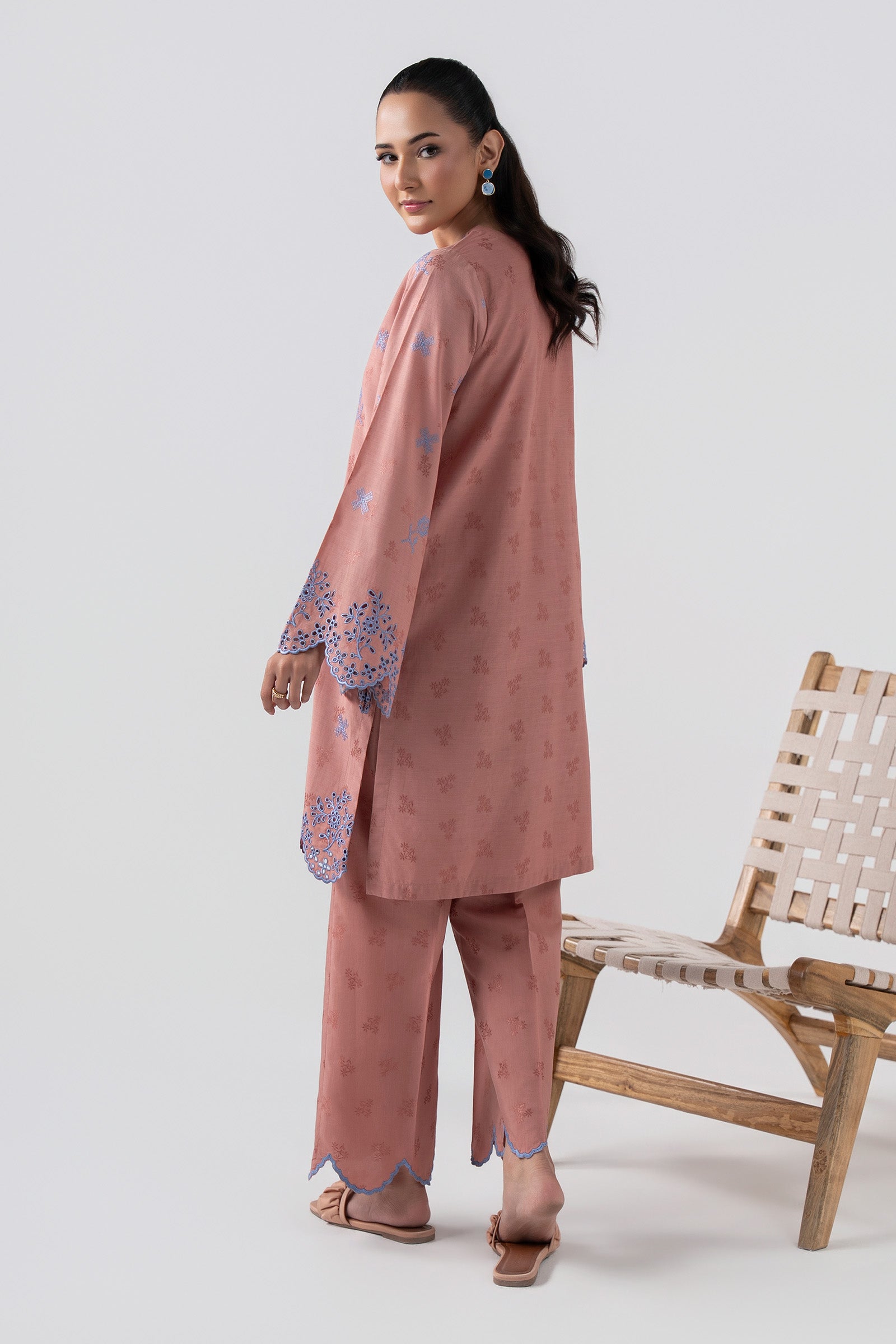 2 Pc Embroidered Dobby Viscose Suit