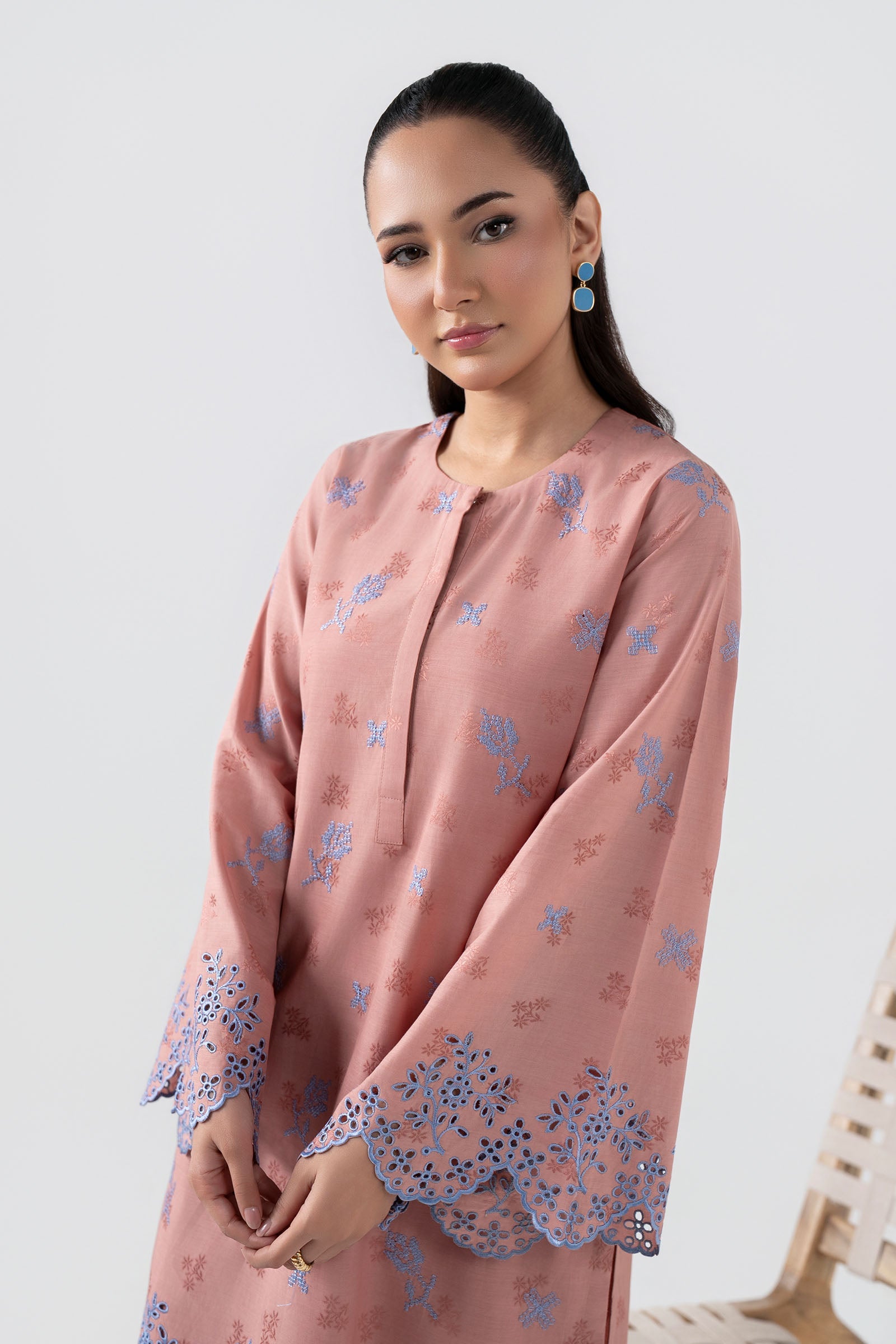 2 Pc Embroidered Dobby Viscose Suit