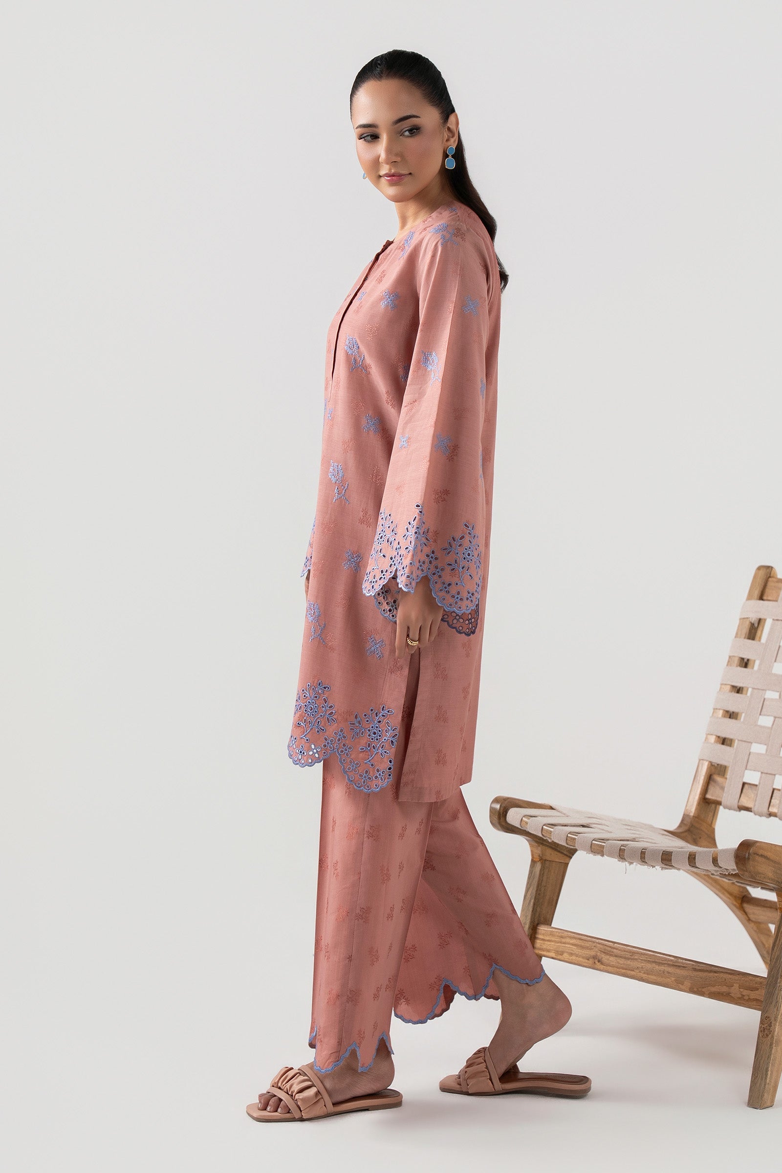 2 Pc Embroidered Dobby Viscose Suit