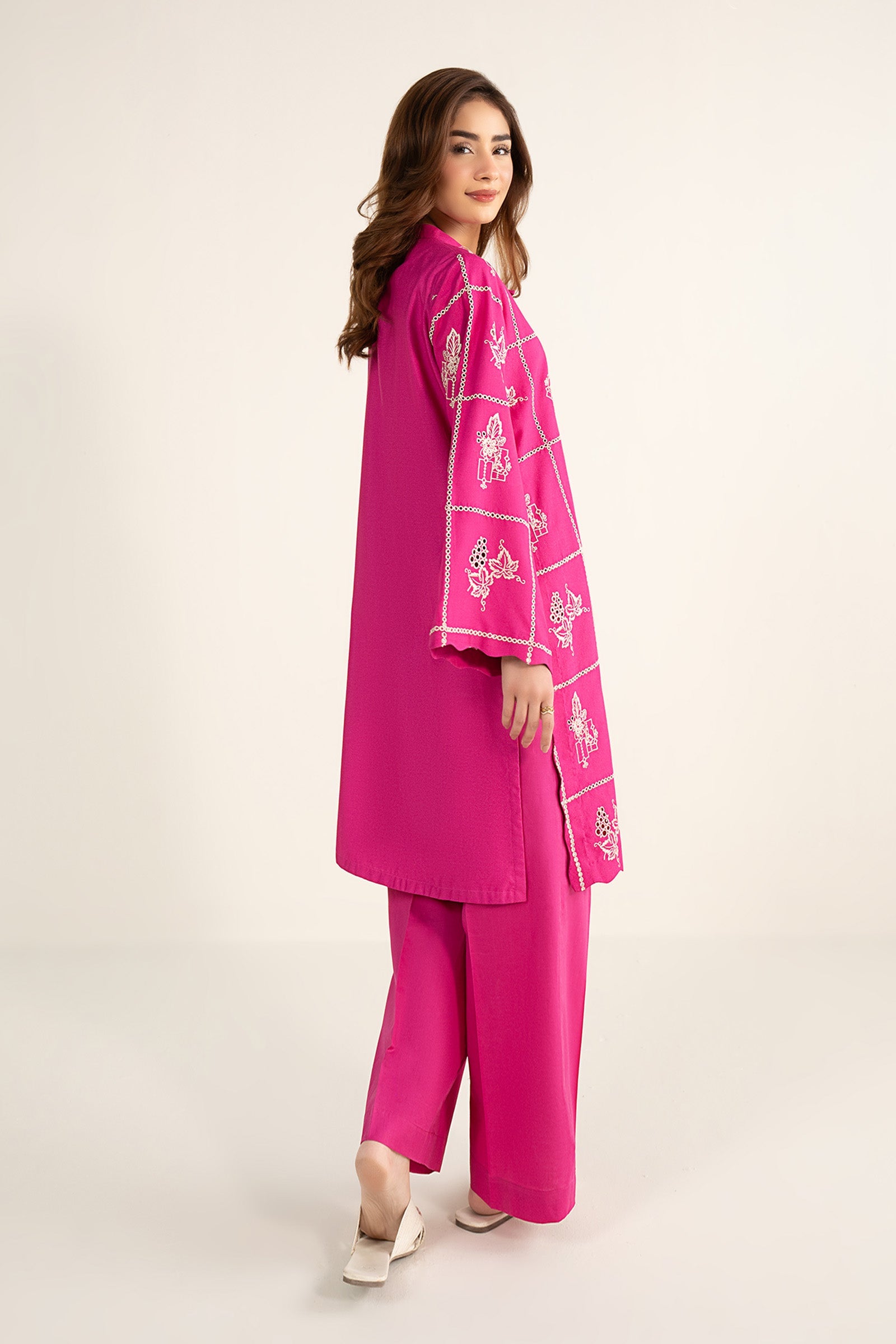 3 Pc Embroidered Karandi Suit