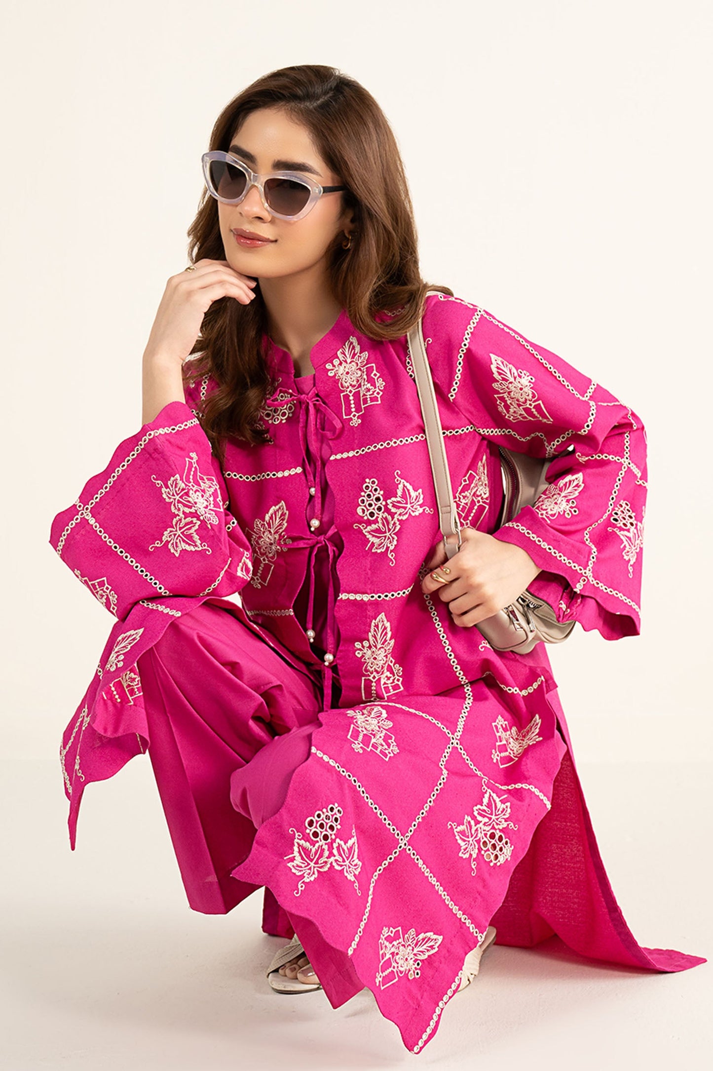 3 Pc Embroidered Karandi Suit