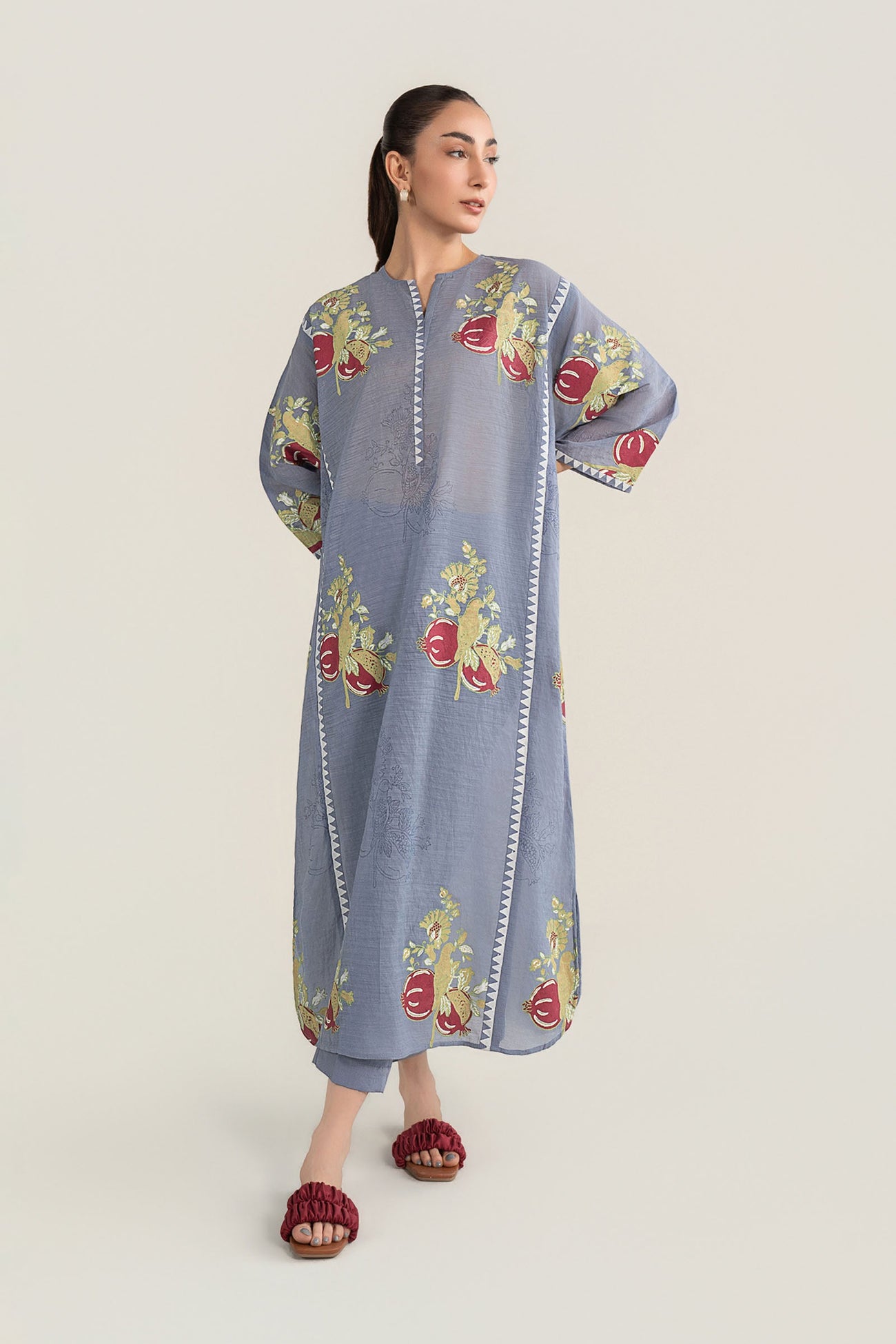 2 Pc Block Printed Paper Lawn Suit