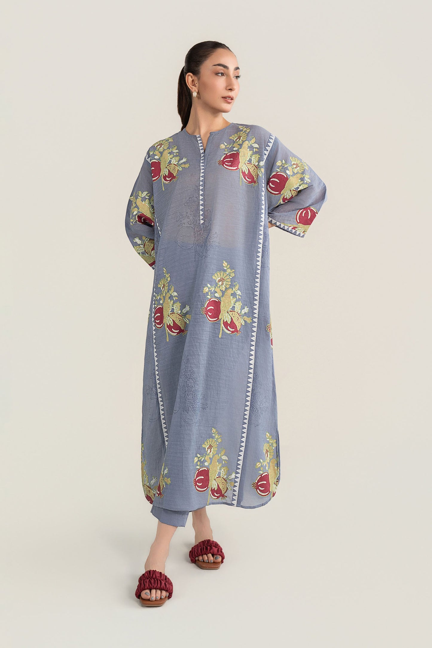 2 Pc Block Printed Paper Lawn Suit