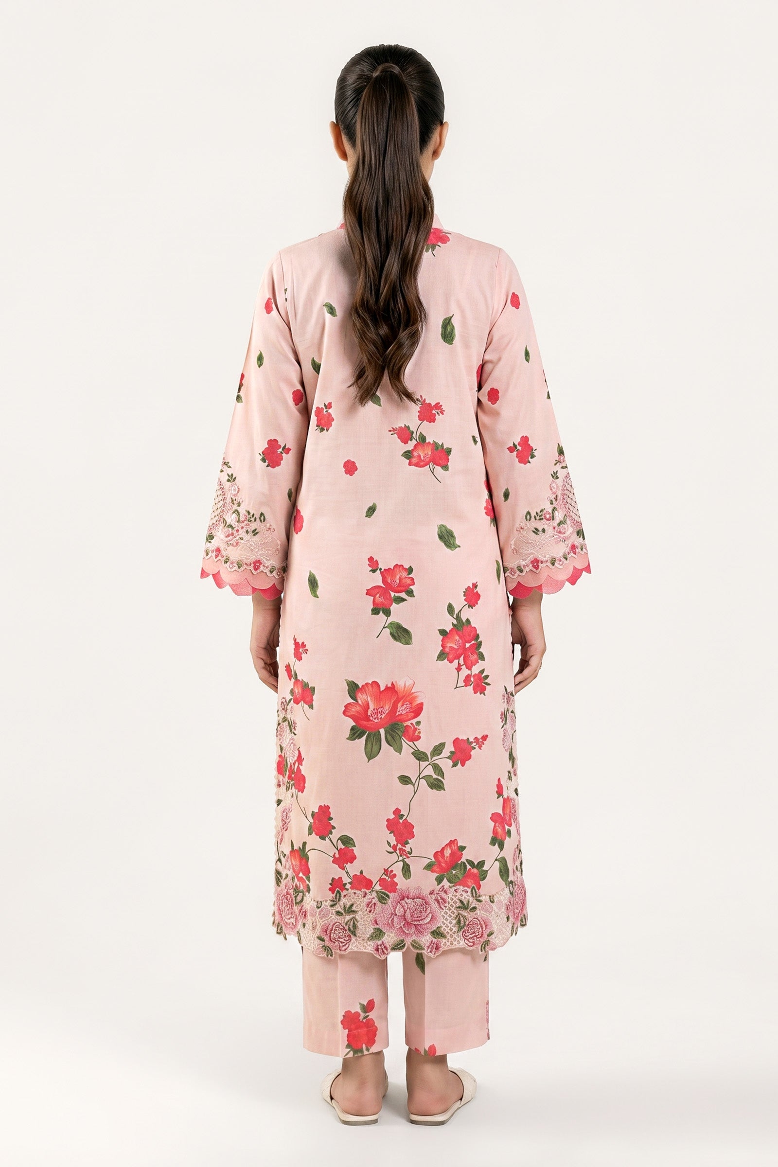 2 Pc Embroidered Cambric Suit